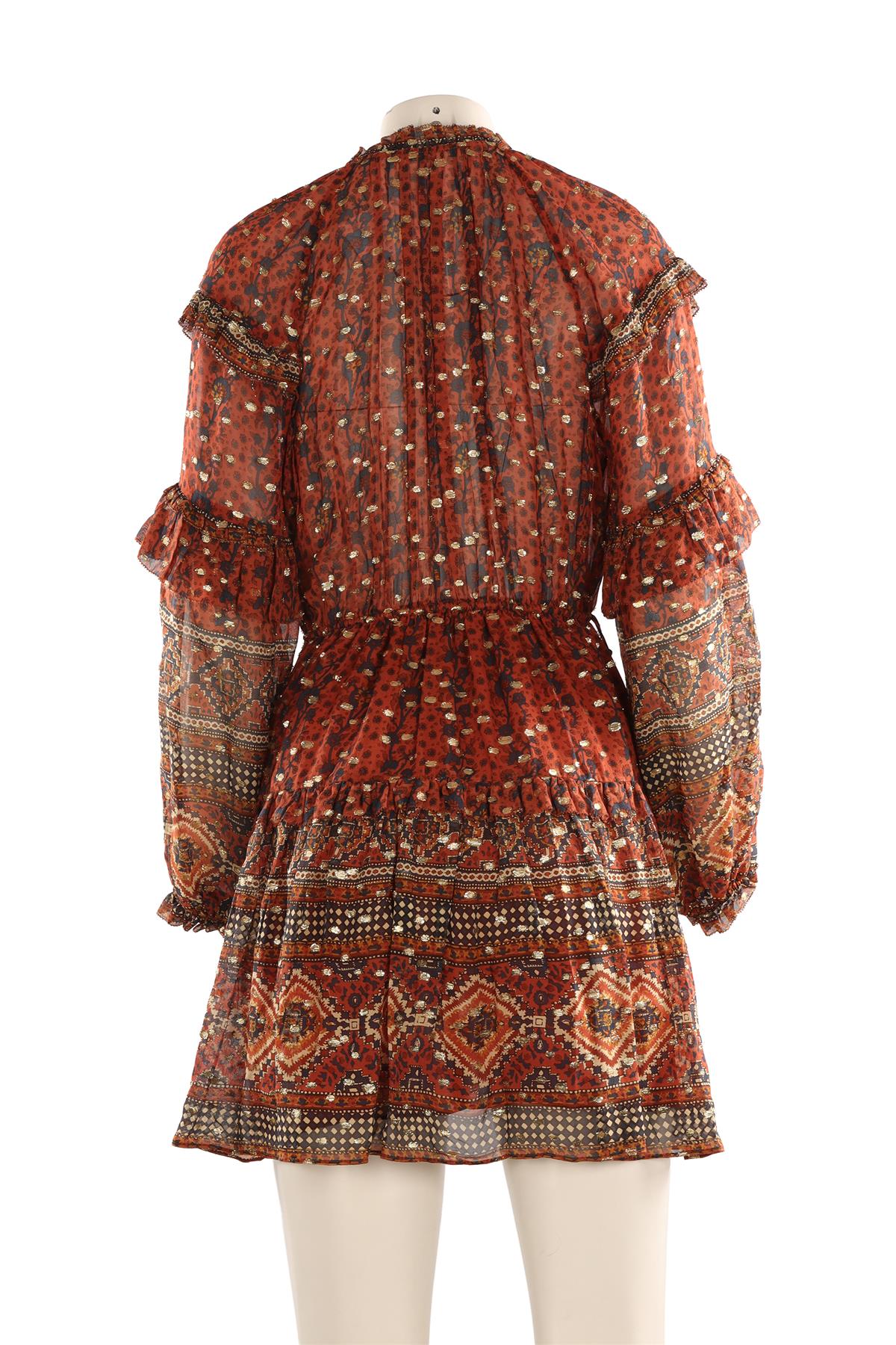 ULLA JOHNSON BROWN SILK MINI DRESS US 2 UK 6 - Image 4