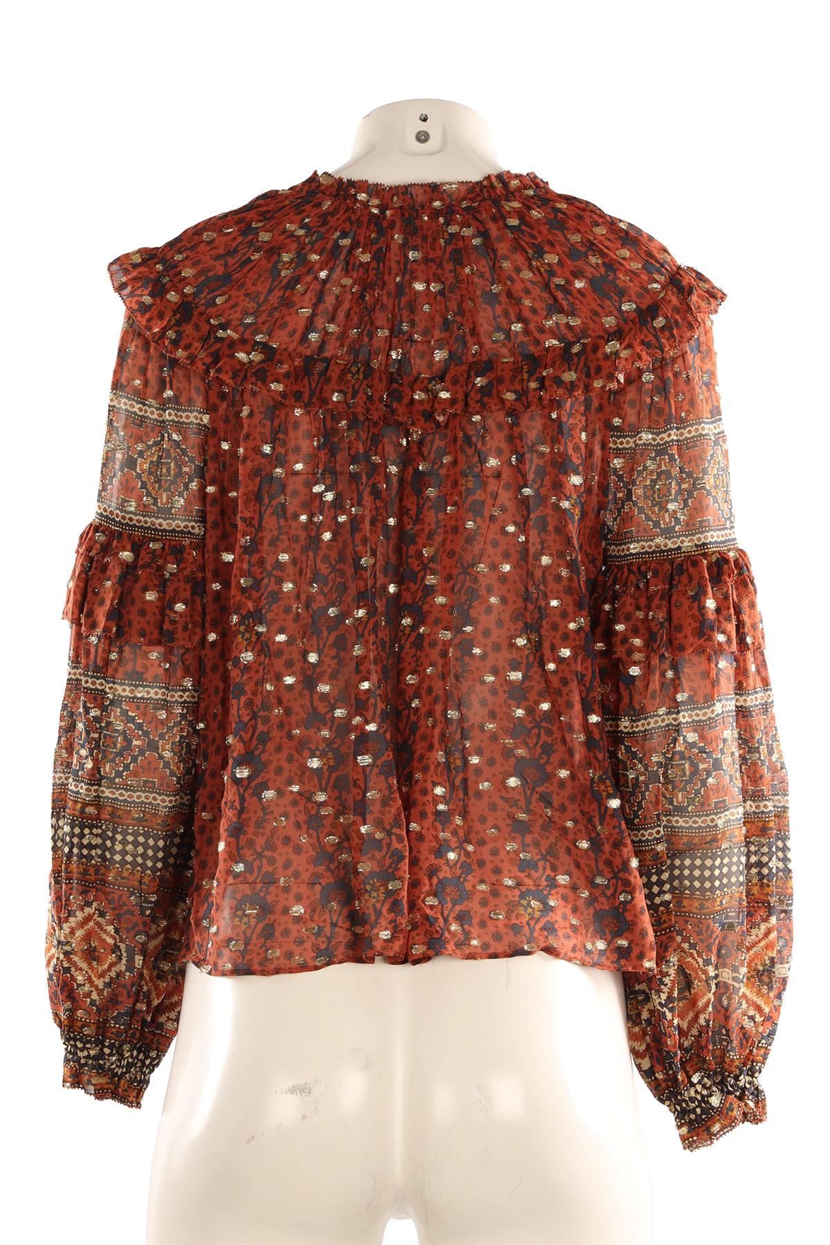 ULLA JOHNSON BROWN SILK TOP US 0 UK 4 - Image 4