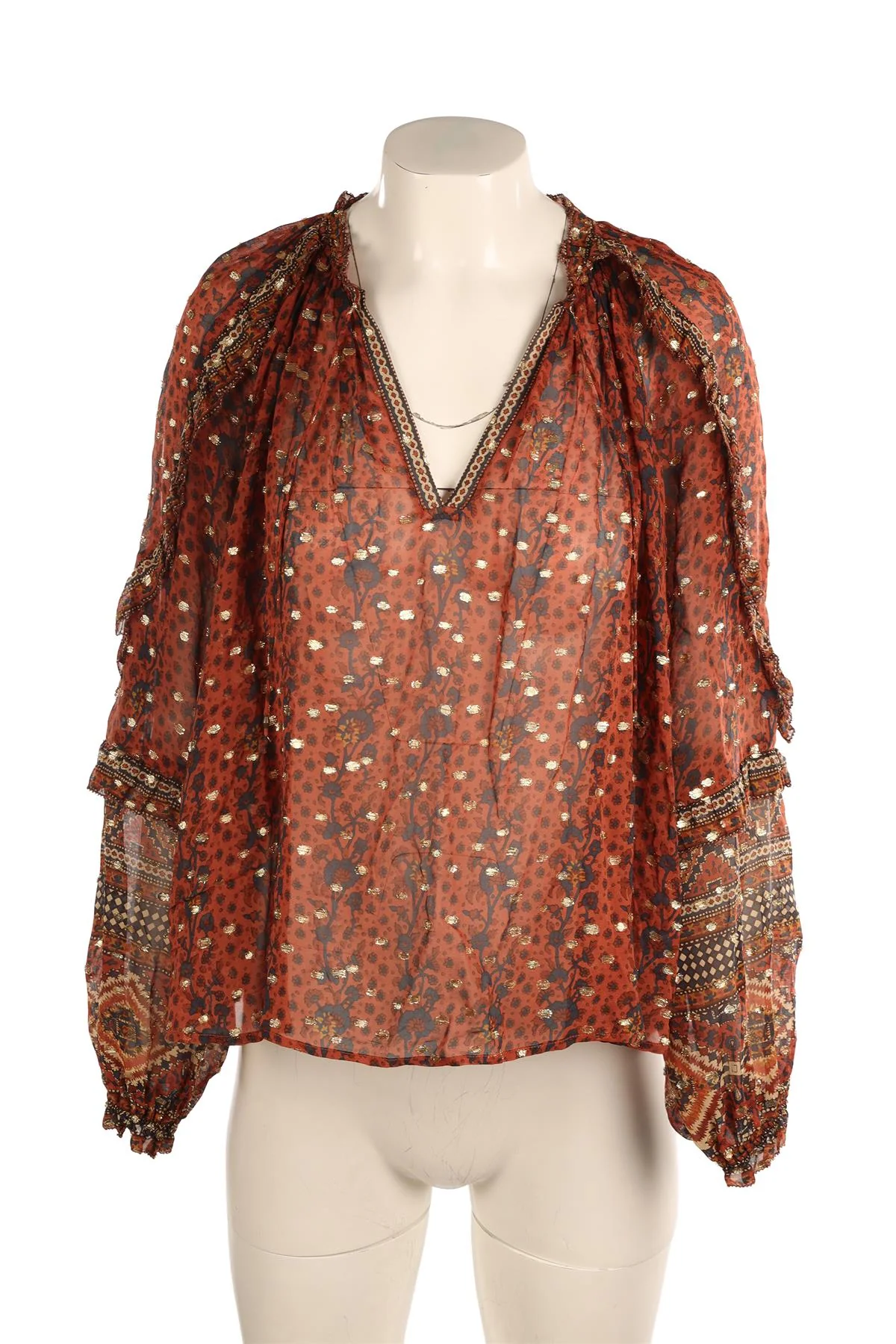 ULLA JOHNSON BROWN SILK TOP US 2 UK 6 - Image 2