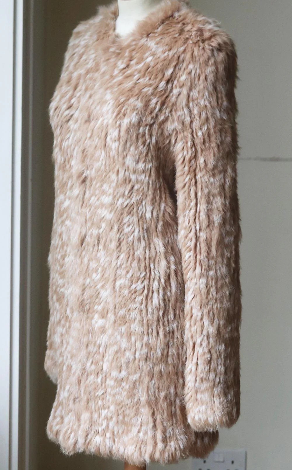 ULLA JOHNSON CHRISTA PRINTED RABBIT FUR COAT MEDIUM - Image 3