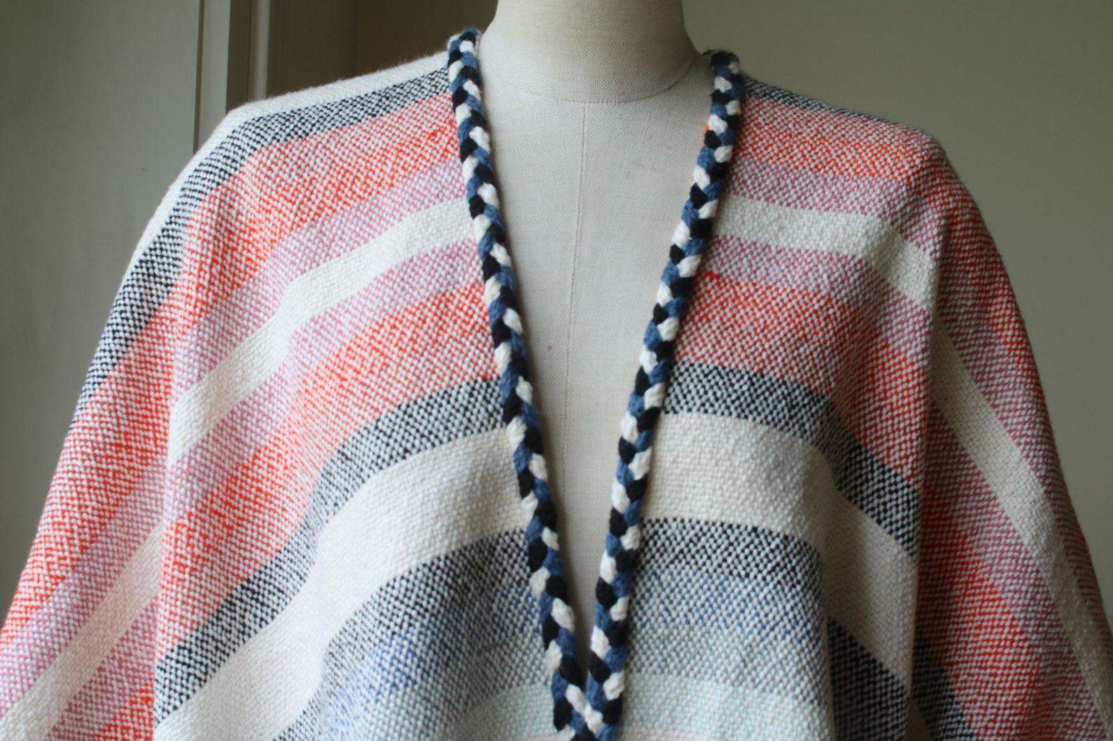 ULLA JOHNSON GEORGIA STRIPED COTTON PONCHO ONE SIZE - Image 8