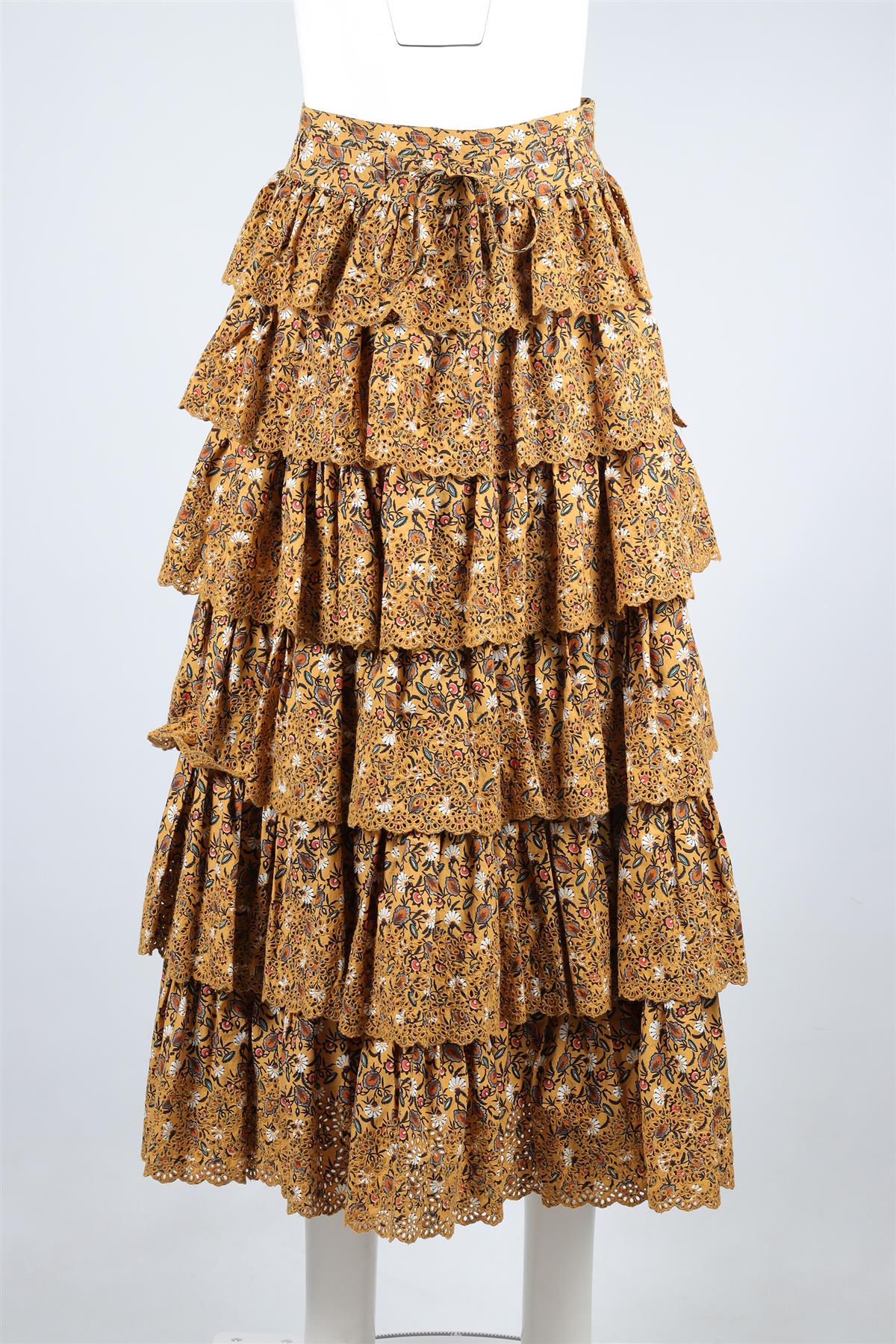 ULLA JOHNSON MUSTARD COTTON MAXI SKIRT US 2 UK 6 - Image 2