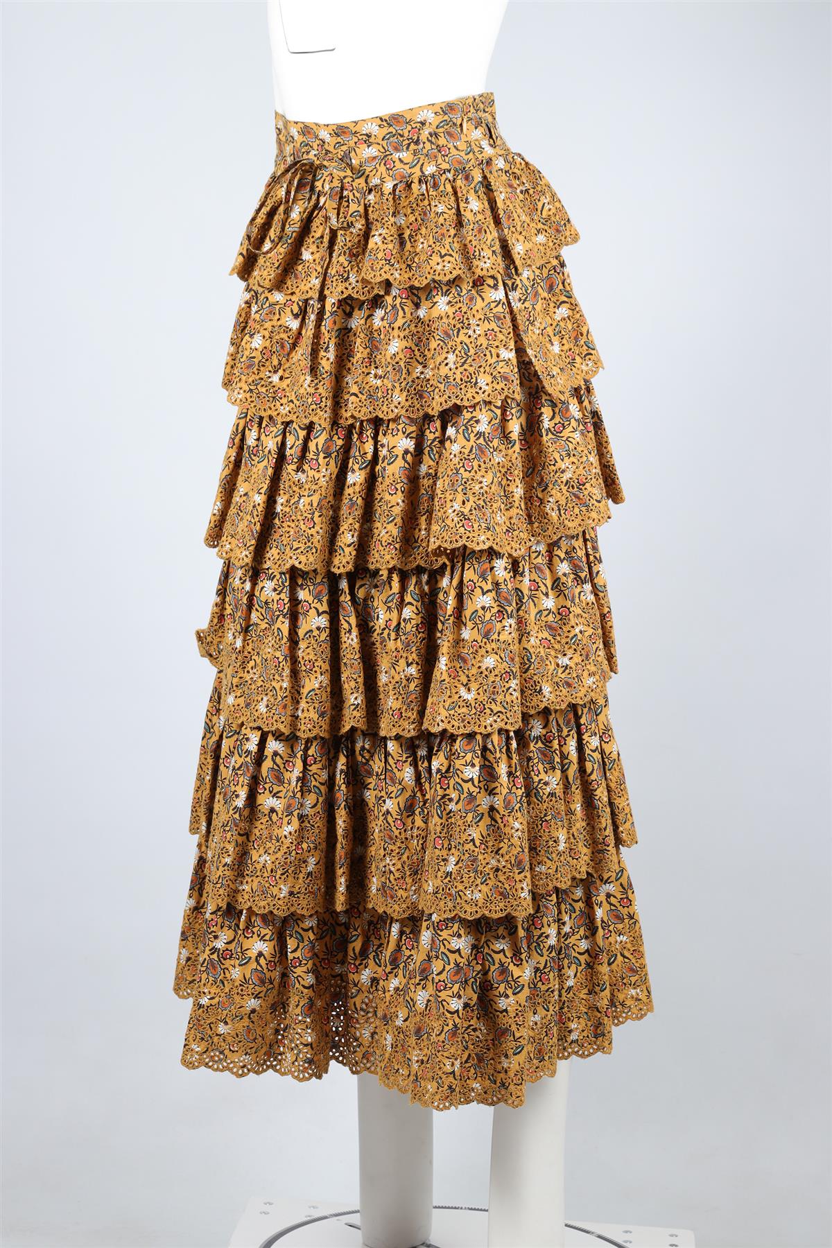 ULLA JOHNSON MUSTARD COTTON MAXI SKIRT US 2 UK 6 - Image 3