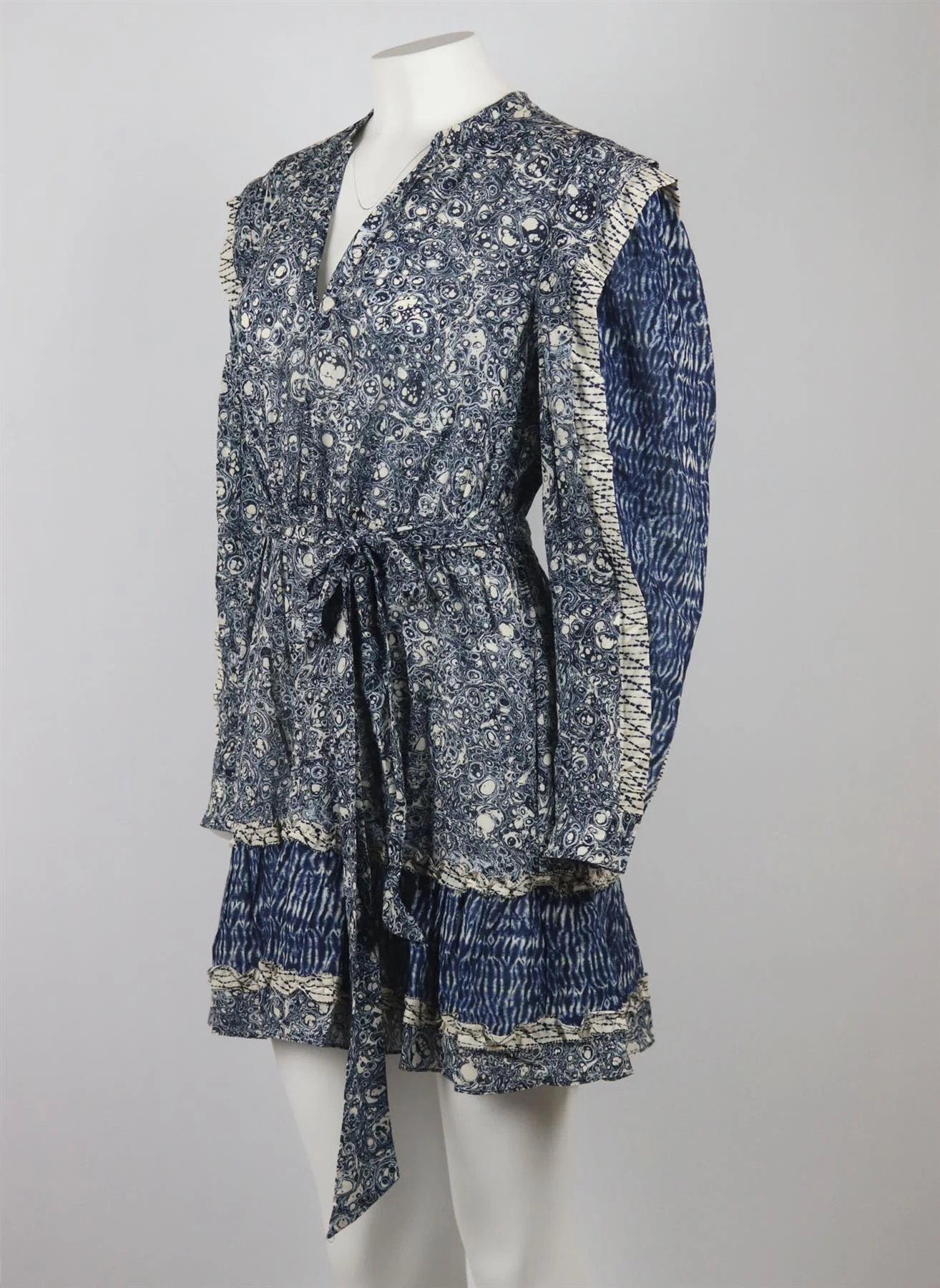 ULLA JOHNSON NOUMI RUFFLED PRINTED COTTON BLEND VOILE MINI DRESS US 10 UK 14 - Image 3