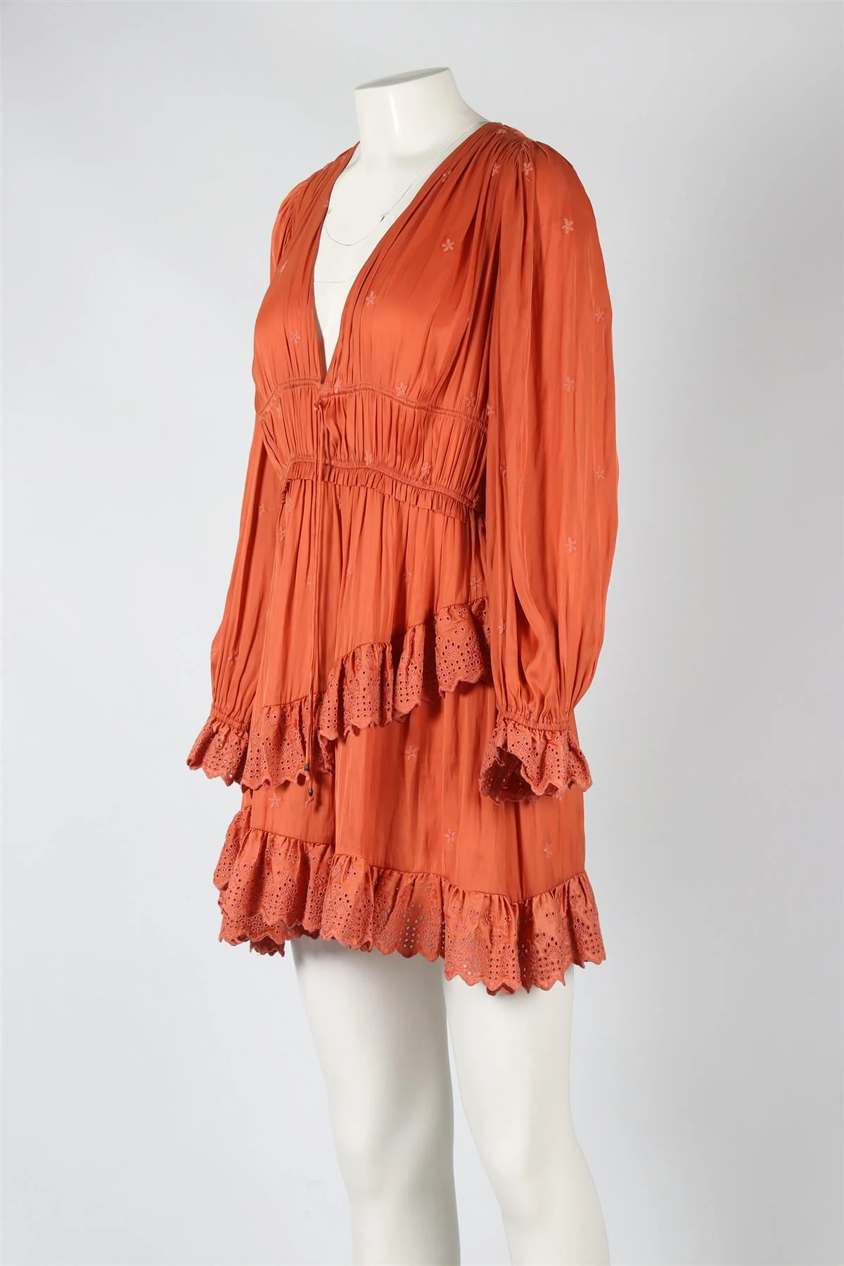 ULLA JOHNSON ORANGE SILK MINI DRESS US 8 UK 12 - Image 3