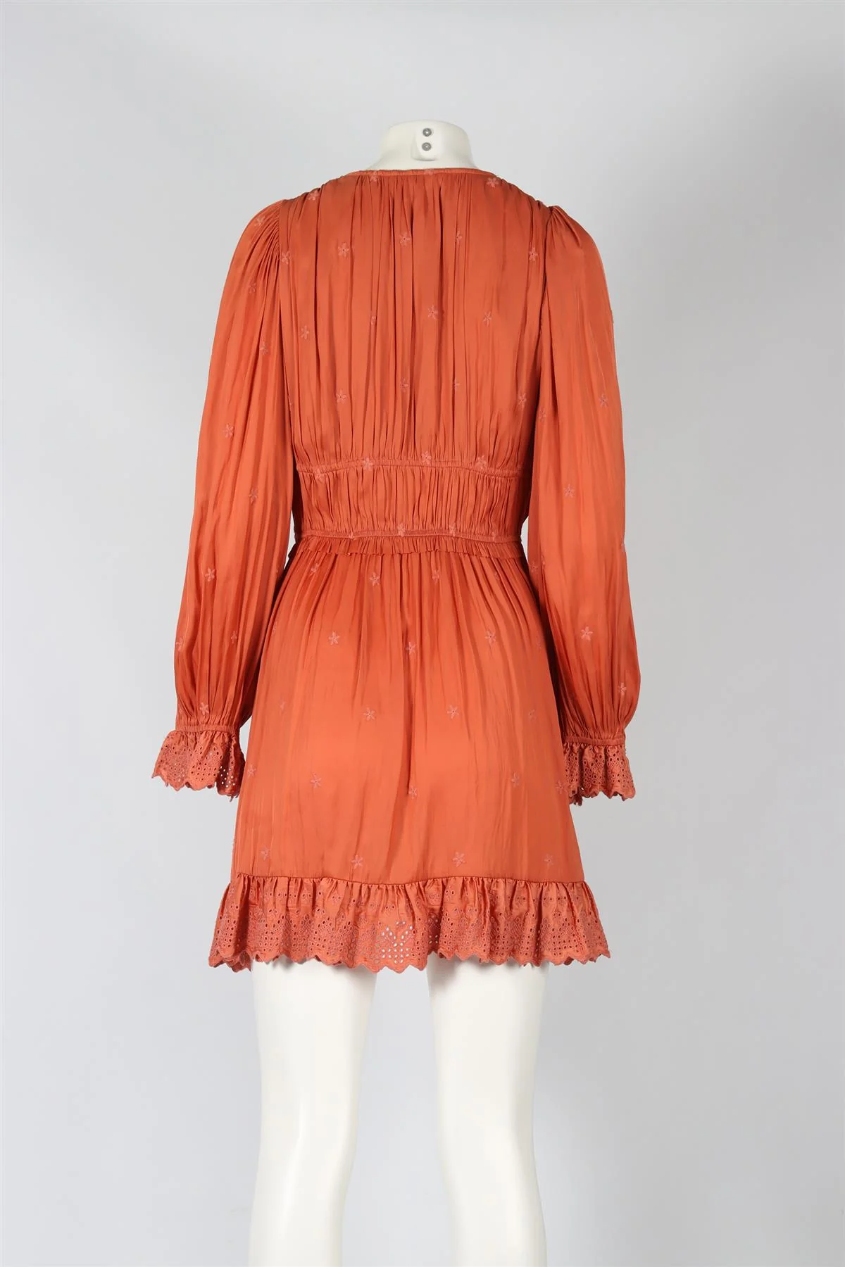 ULLA JOHNSON ORANGE SILK MINI DRESS US 8 UK 12 - Image 4