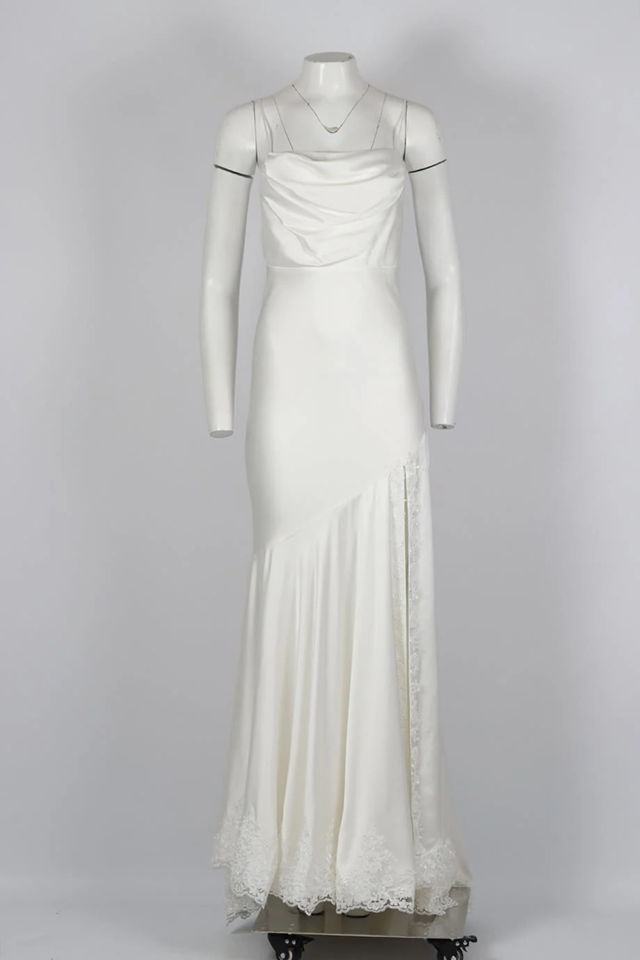 UNBRANDED CUSTOM DRAPED SATIN WEDDING DRESS SMALL - Image 2