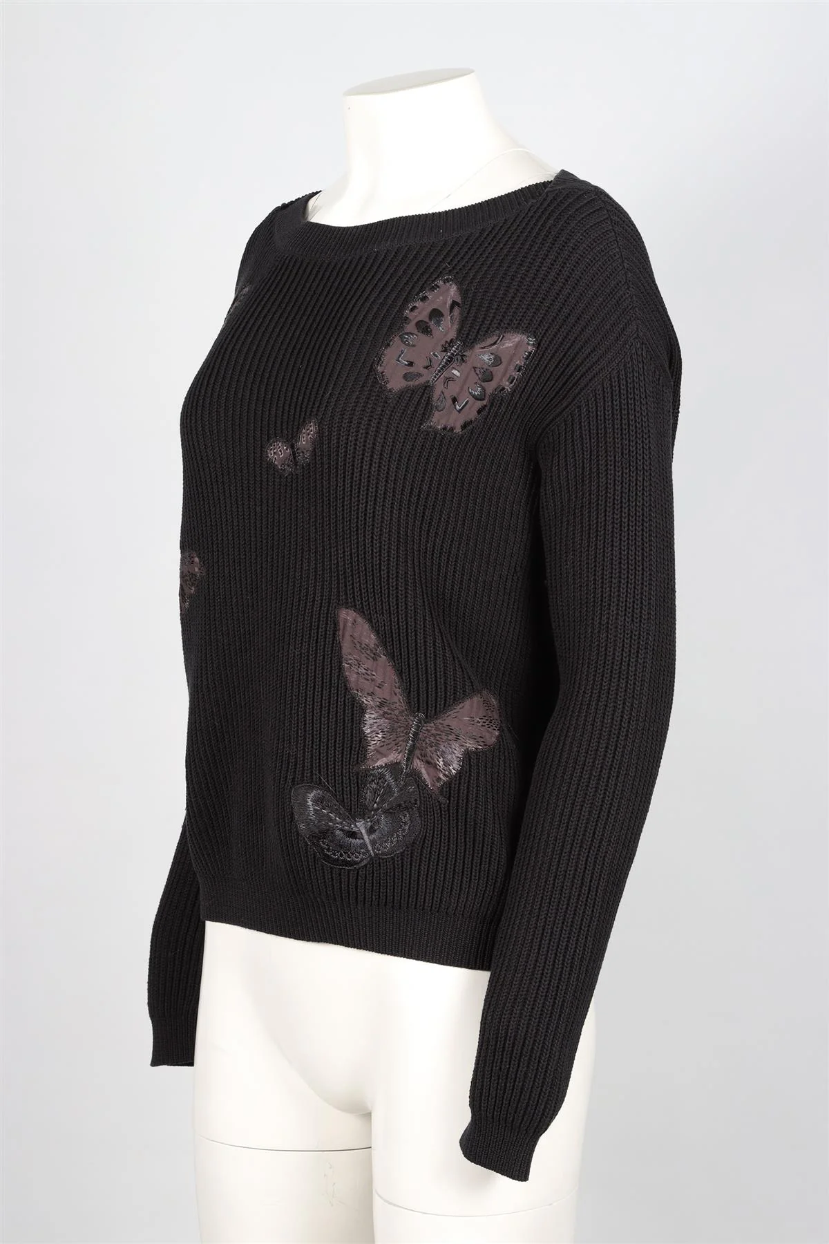 VALENTINO BLACK COTTON SWEATER SMALL - Image 3