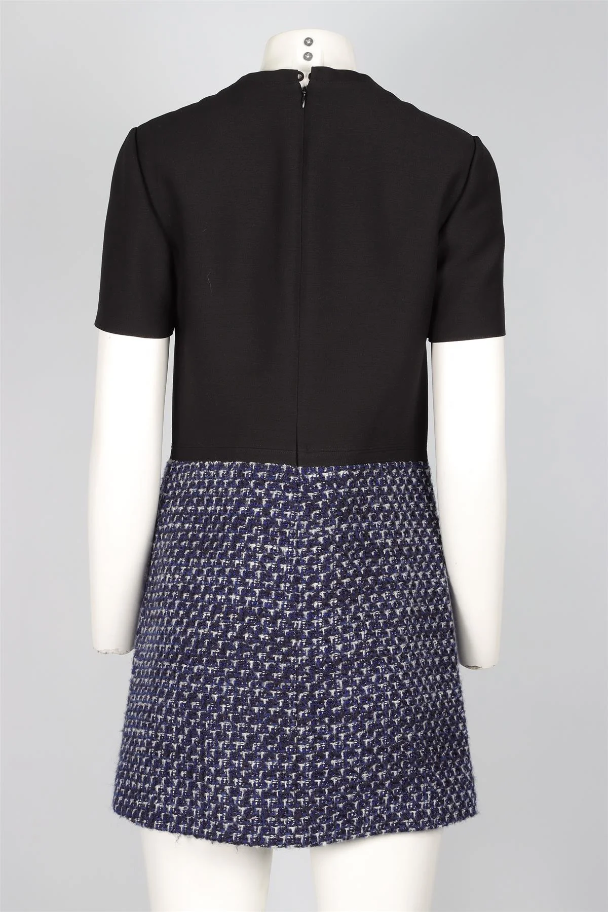 VALENTINO BLACK CREPE AND TWEED MINI DRESS IT 42 UK 10 - Image 4