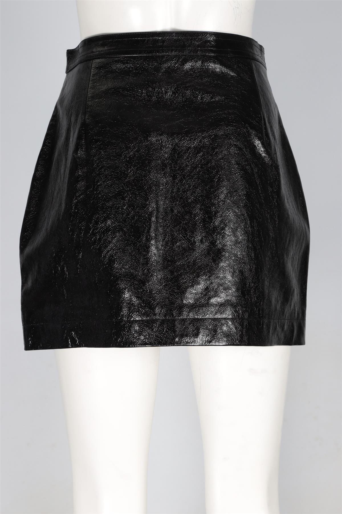 VALENTINO BLACK LEATHER MINI SKIRT IT 40 UK 8 - Image 4