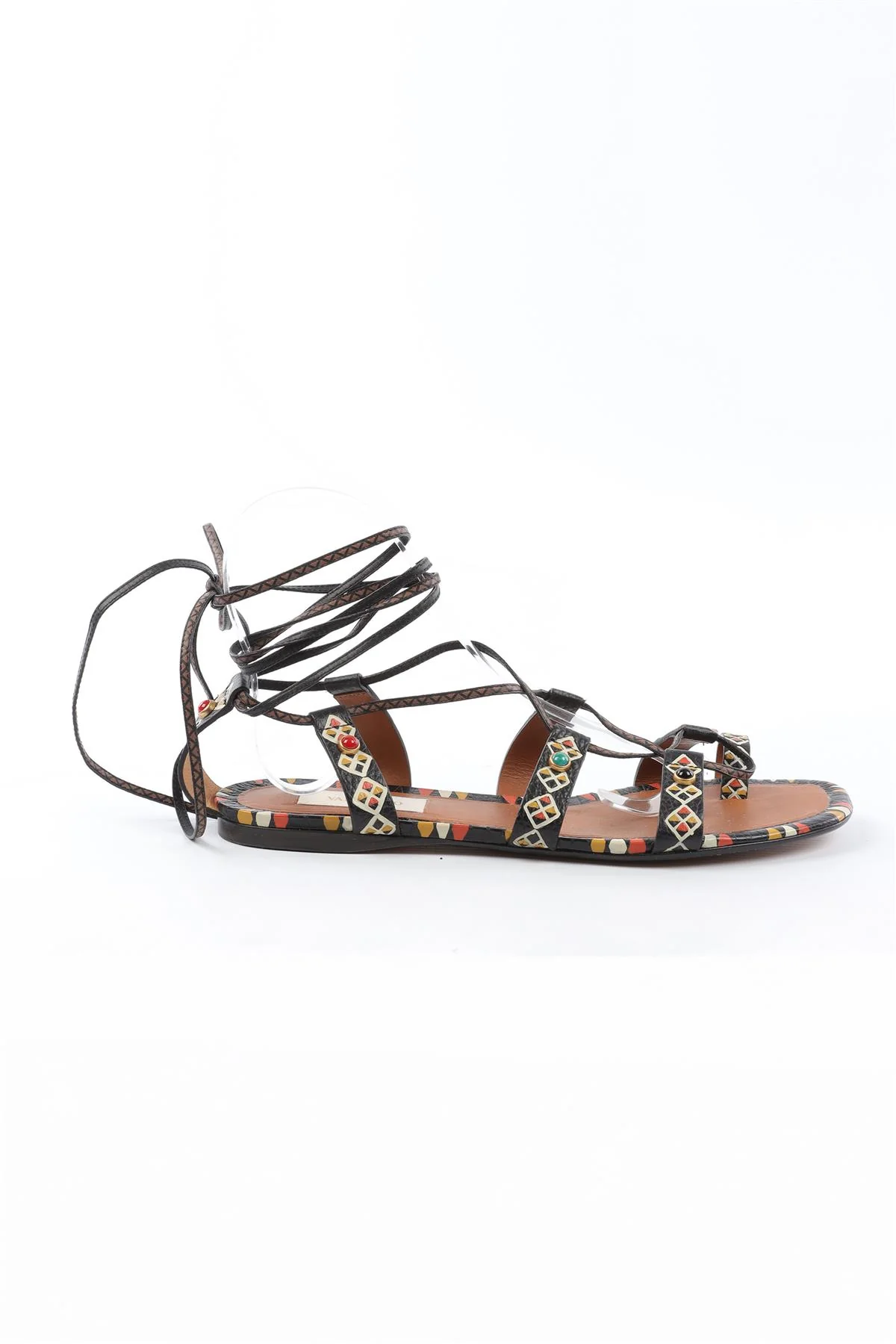 VALENTINO BLACK LEATHER SANDALS EU 37.5 UK 4.5 US 7.5 - Image 2