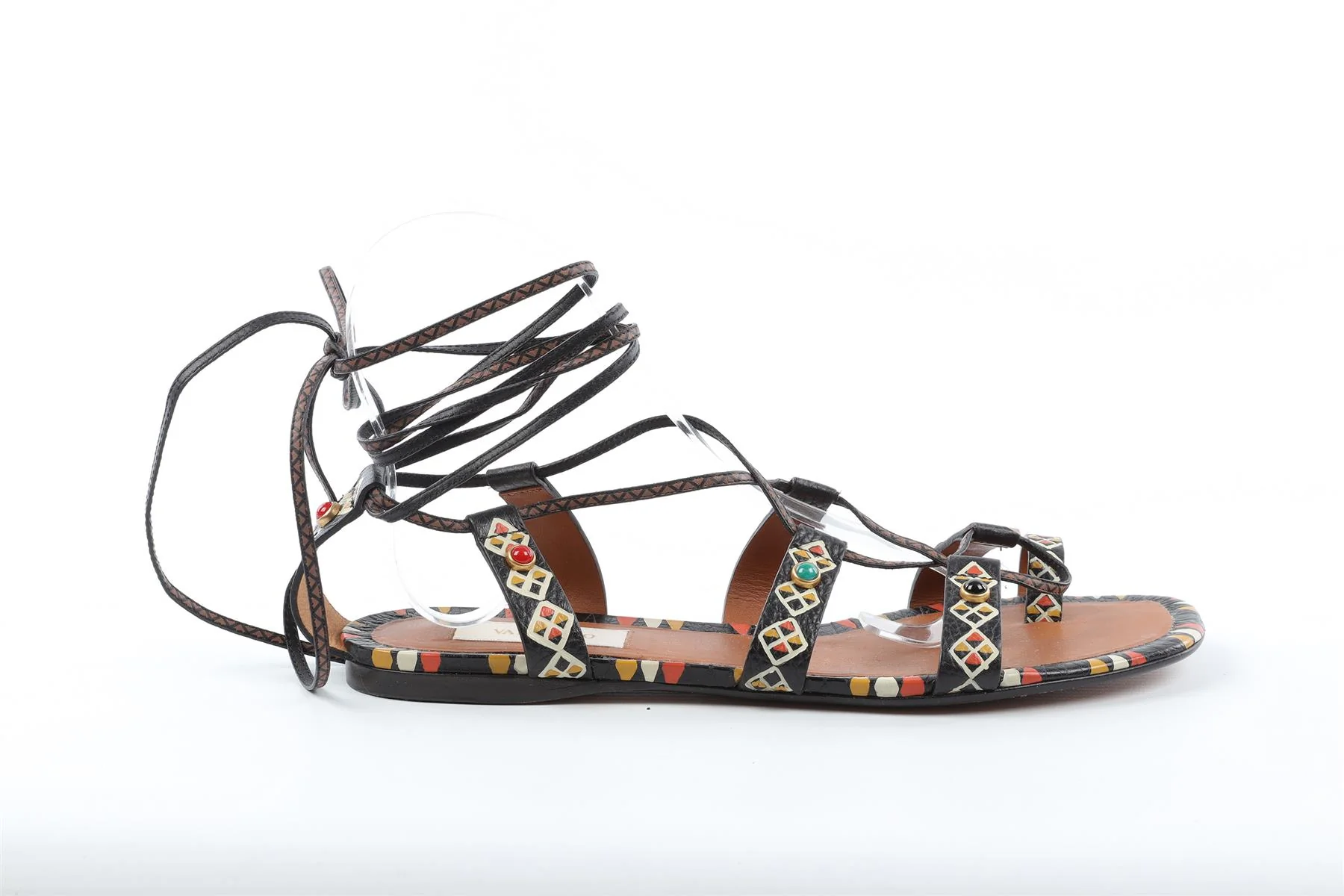 VALENTINO BLACK LEATHER SANDALS EU 37.5 UK 4.5 US 7.5 - Image 3