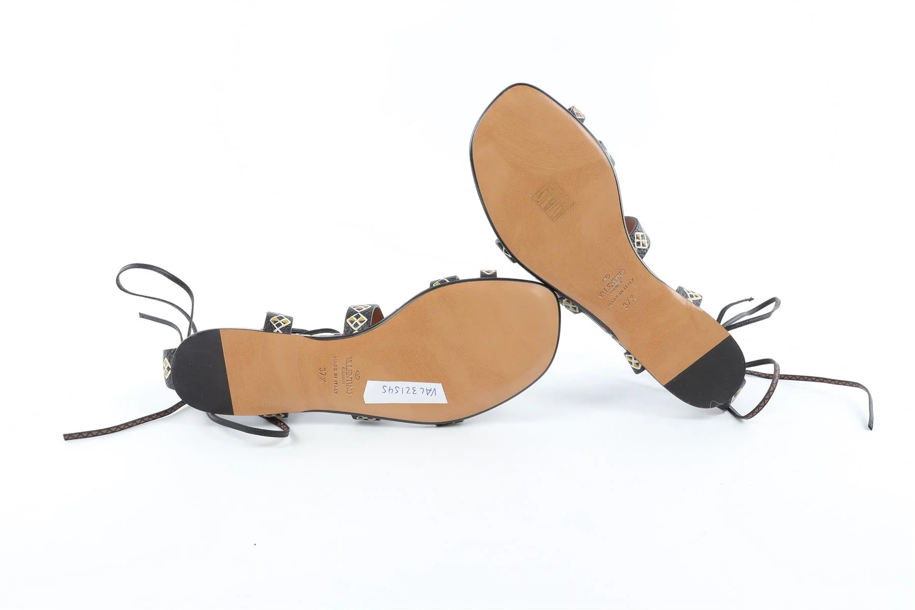VALENTINO BLACK LEATHER SANDALS EU 37.5 UK 4.5 US 7.5 - Image 7