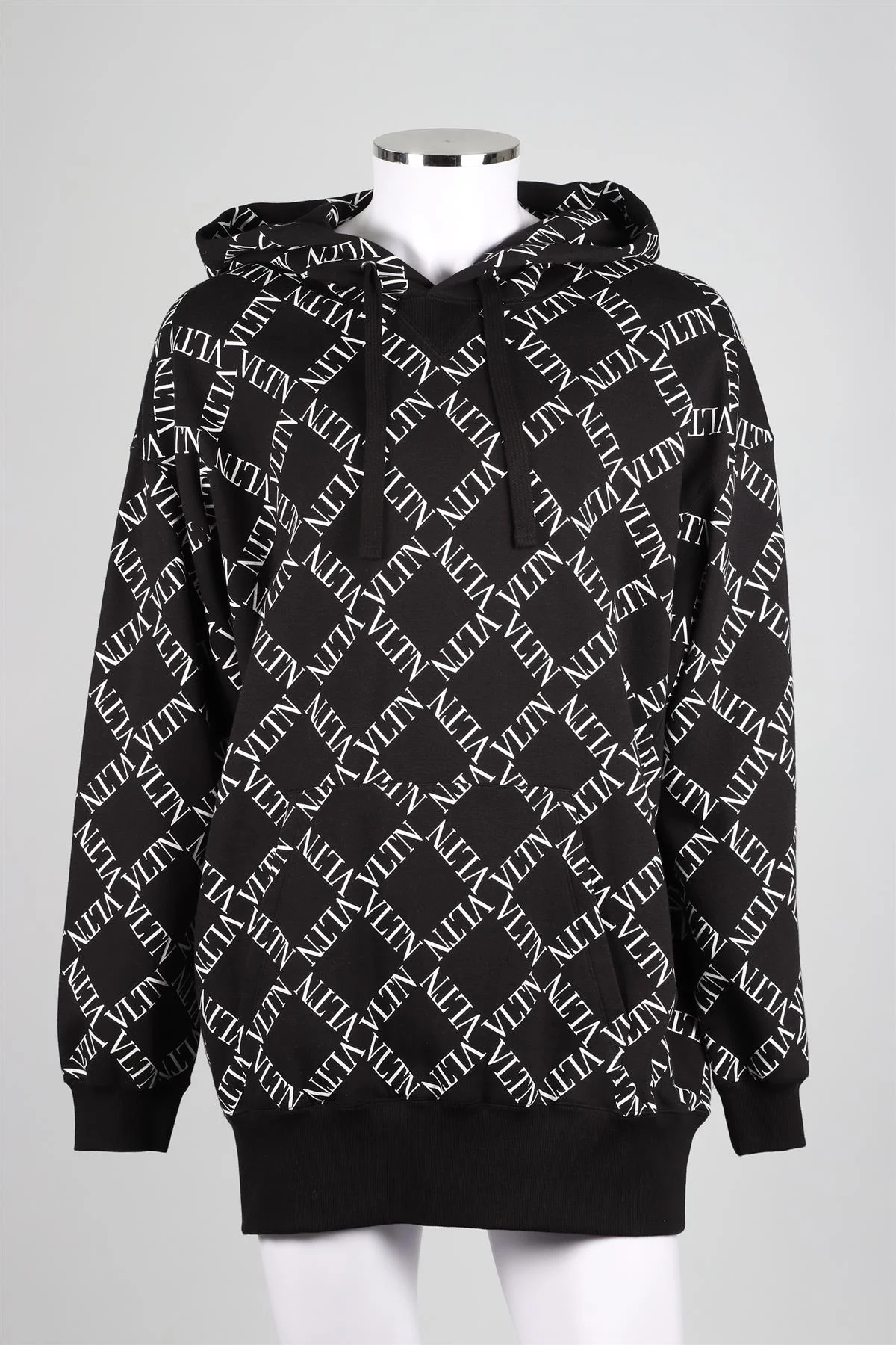 VALENTINO BLACK MEN'S COTTON BLEND HOODIE MEDIUM - Image 2