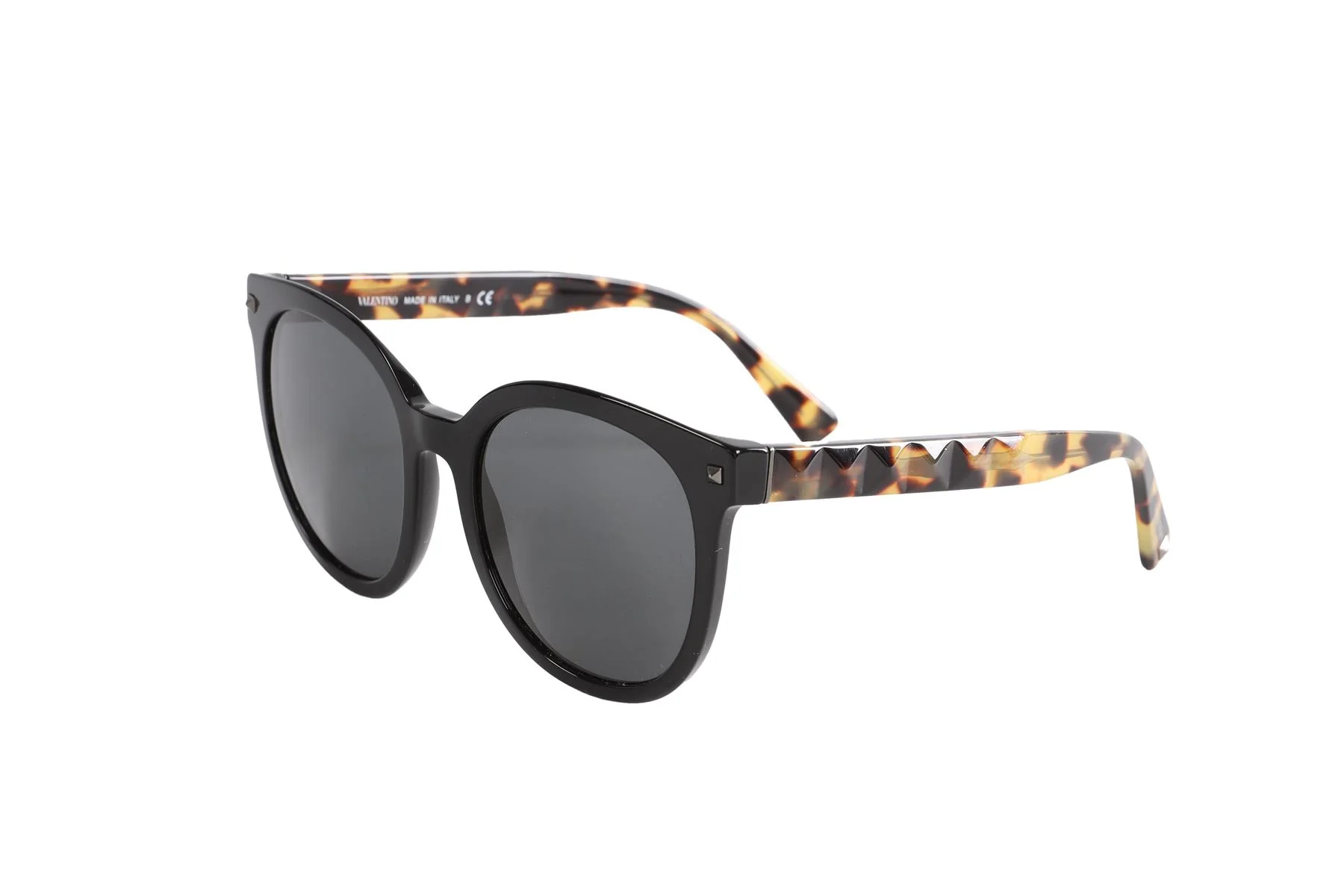 VALENTINO BLACK ROUND FRAME ACETATE SUNGLASSES - Image 4