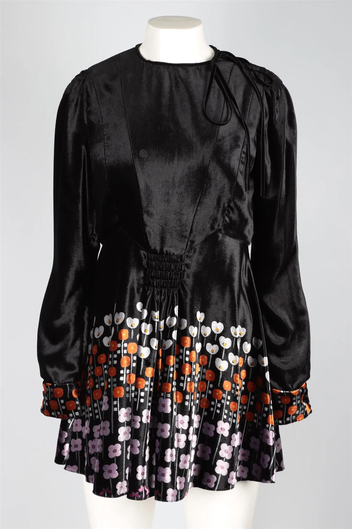 VALENTINO BLACK VELVET MINI DRESS IT 44 UK 12 - Image 2