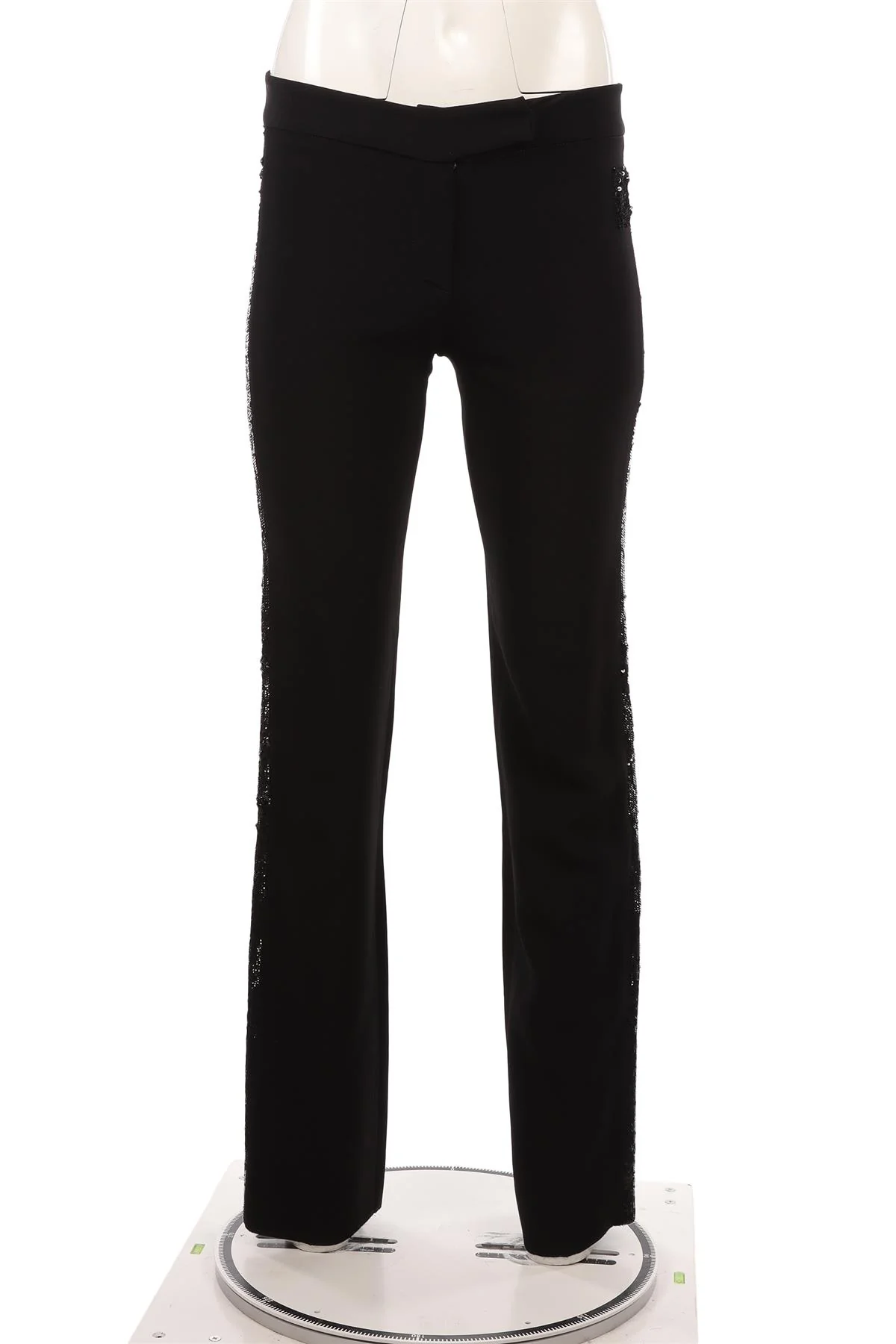 VALENTINO BLACK VINTAGE CREPE STRAIGHT LEG PANTS IT 40 UK 8 - Image 2