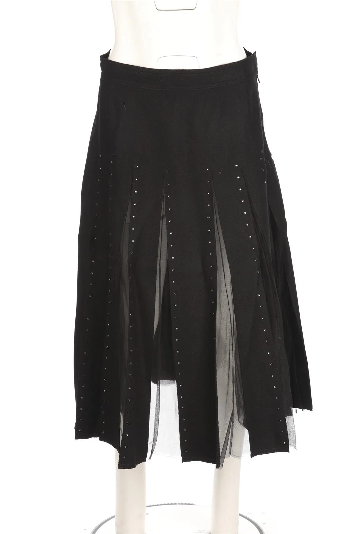 VALENTINO BLACK WOOL MIDI SKIRT W30 - Image 2