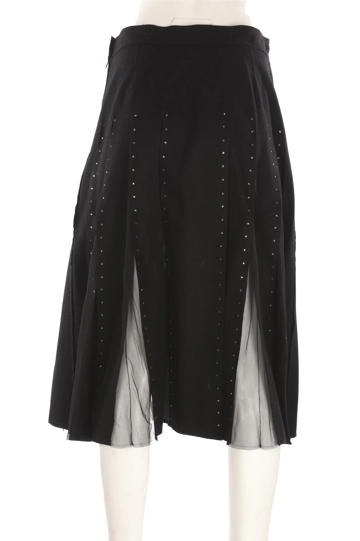 VALENTINO BLACK WOOL MIDI SKIRT W30 - Image 4