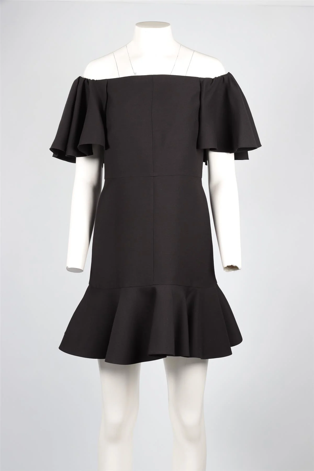 VALENTINO BLACK WOOL MINI DRESS IT 42 UK 10 - Image 2