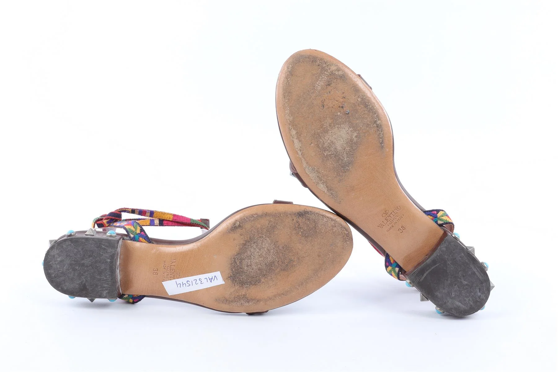 VALENTINO BROWN ROCKSTUD LEATHER SANDALS EU 38 UK 5 US 8 - Image 5