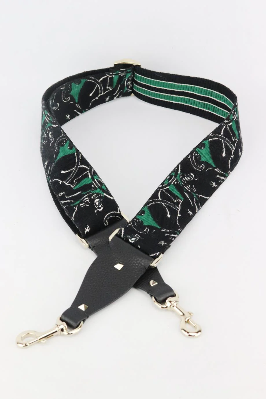 VALENTINO EMBROIDERED CANVAS AND LEATHER BAG STRAP - Image 4
