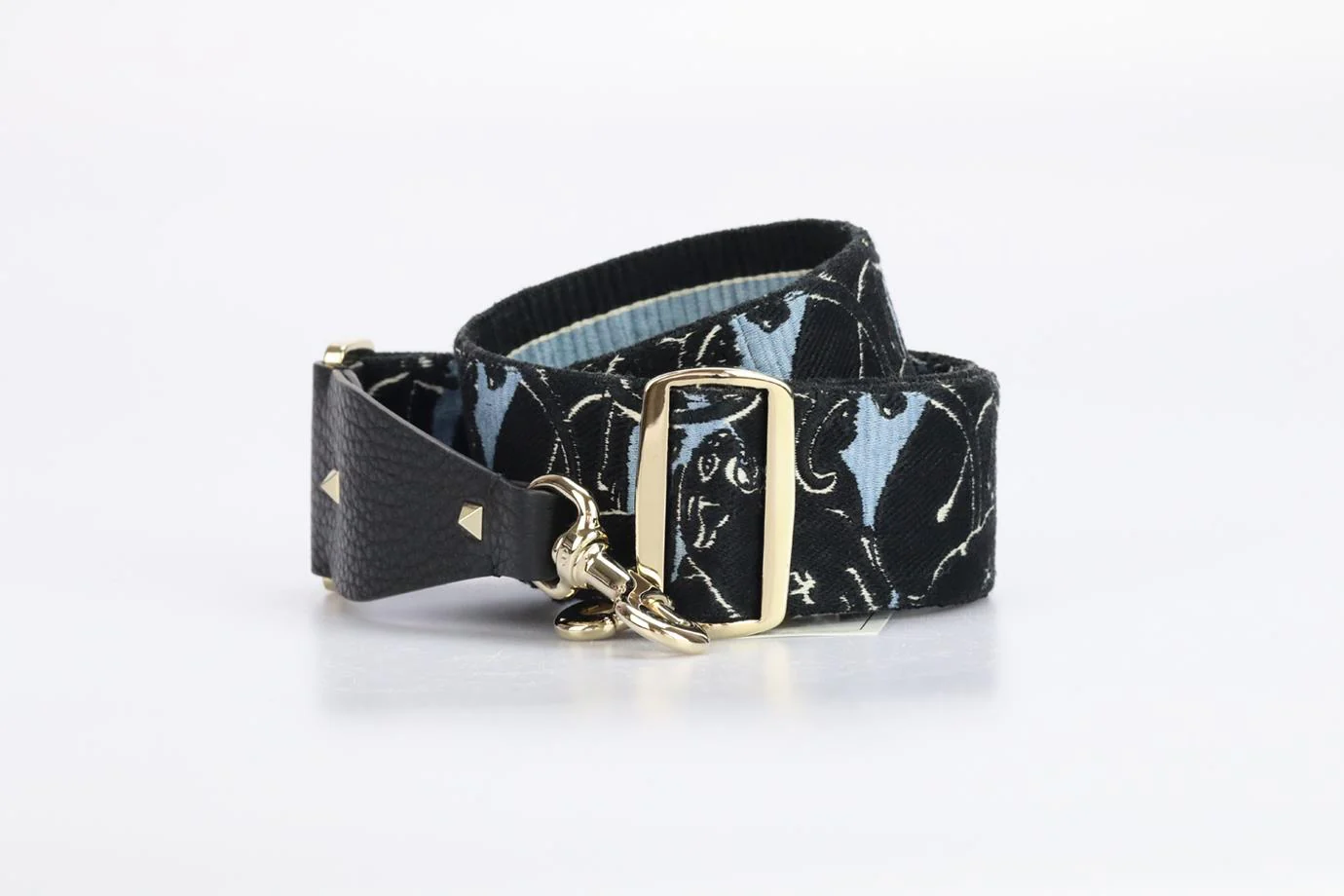 VALENTINO EMBROIDERED CANVAS AND LEATHER BAG STRAP - Image 2