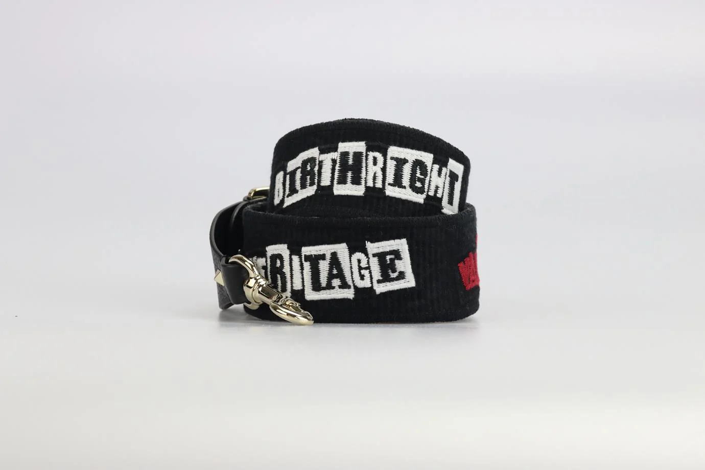 VALENTINO EMBROIDERED CANVAS AND LEATHER BAG STRAP - Image 2