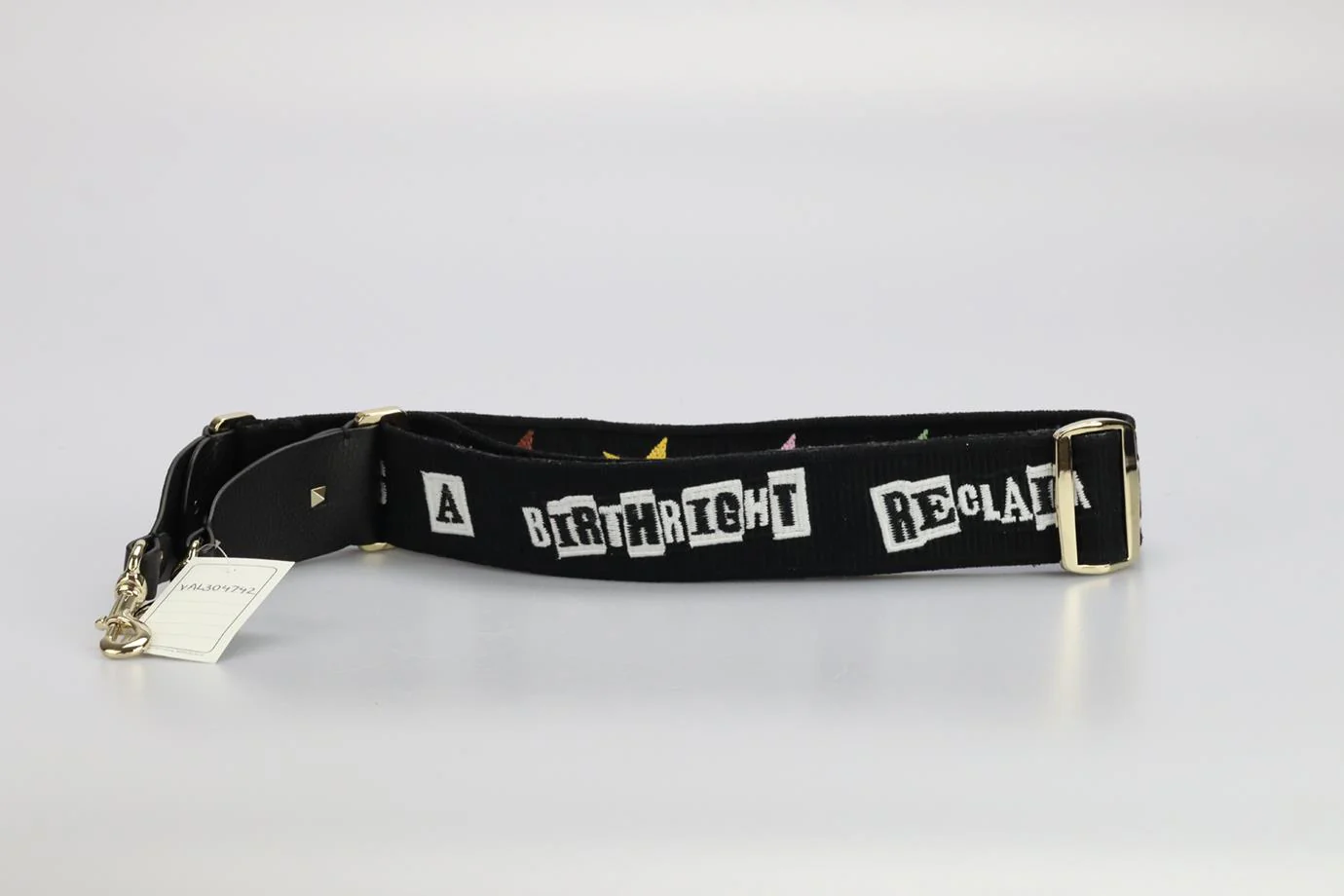 VALENTINO EMBROIDERED CANVAS AND LEATHER BAG STRAP - Image 3