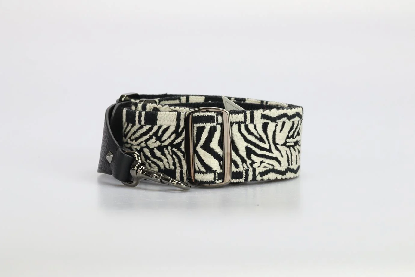 VALENTINO EMBROIDERED CANVAS AND LEATHER BAG STRAP - Image 2