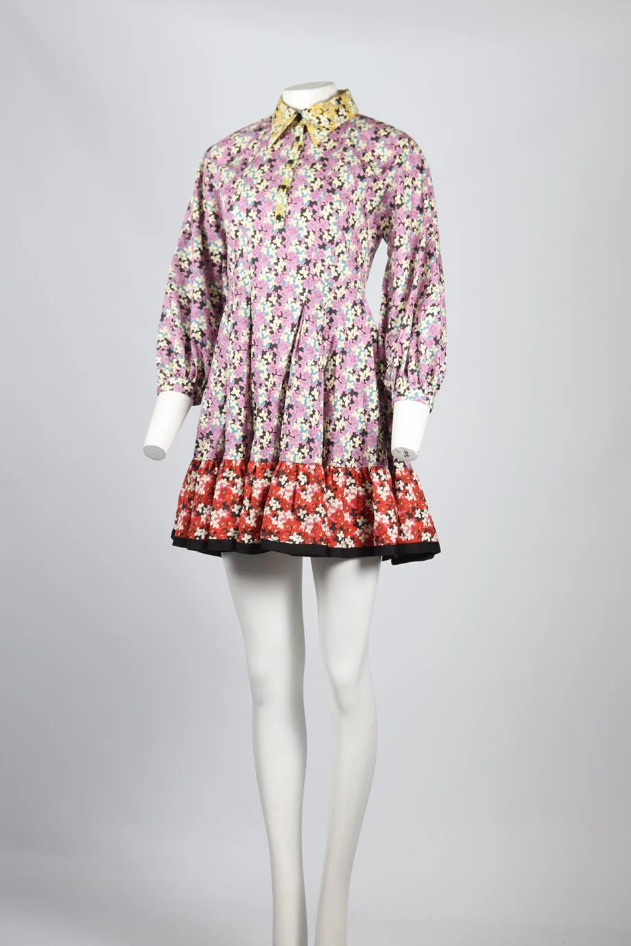 VALENTINO FLORAL PRINT COTTON MINI DRESS IT 36 UK 4 - Image 3
