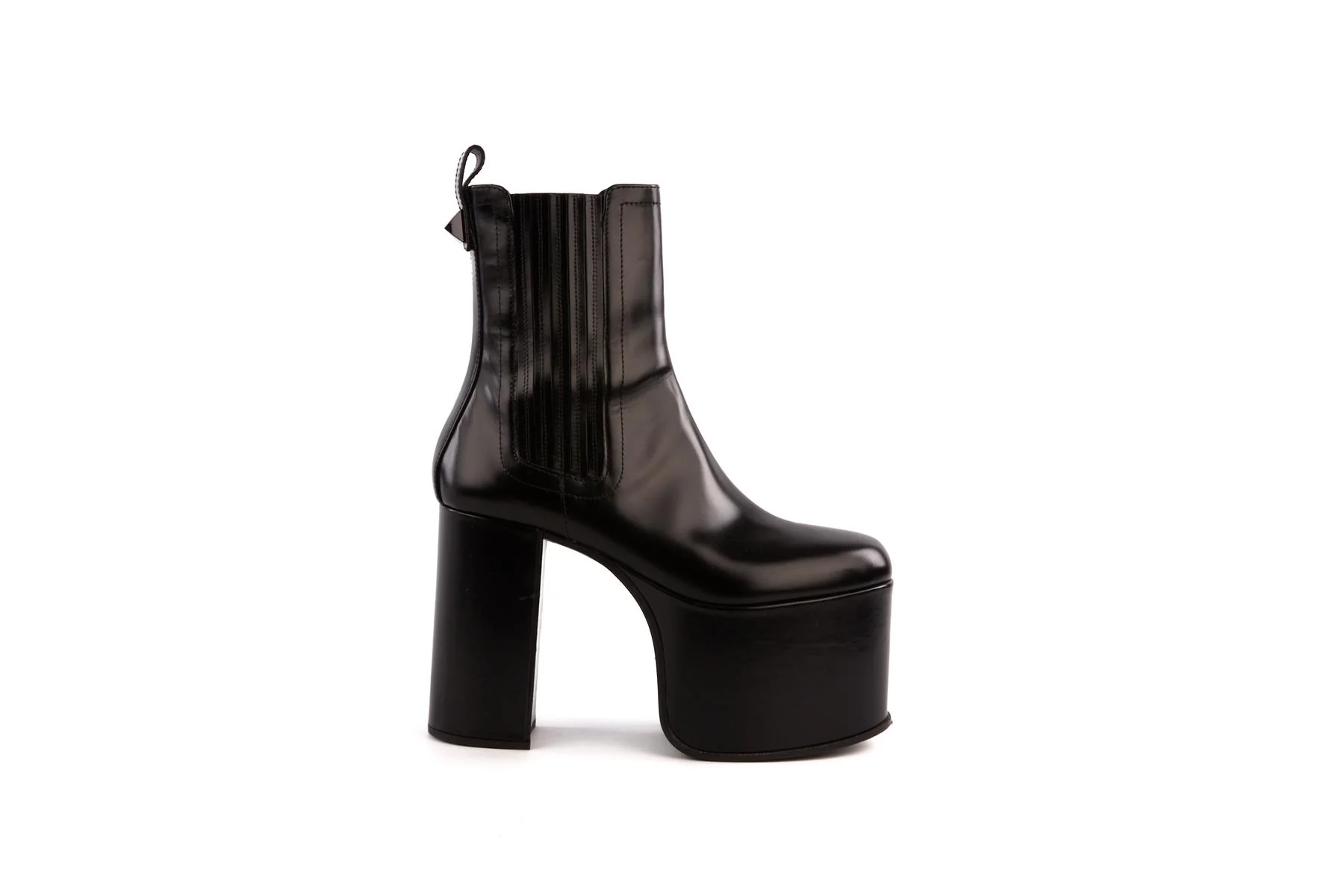 VALENTINO GARAVANI BLACK CLUB LEATHER PLATFORM ANKLE BOOTS EU 39.5 UK 6.5 US 9.5 - Image 2