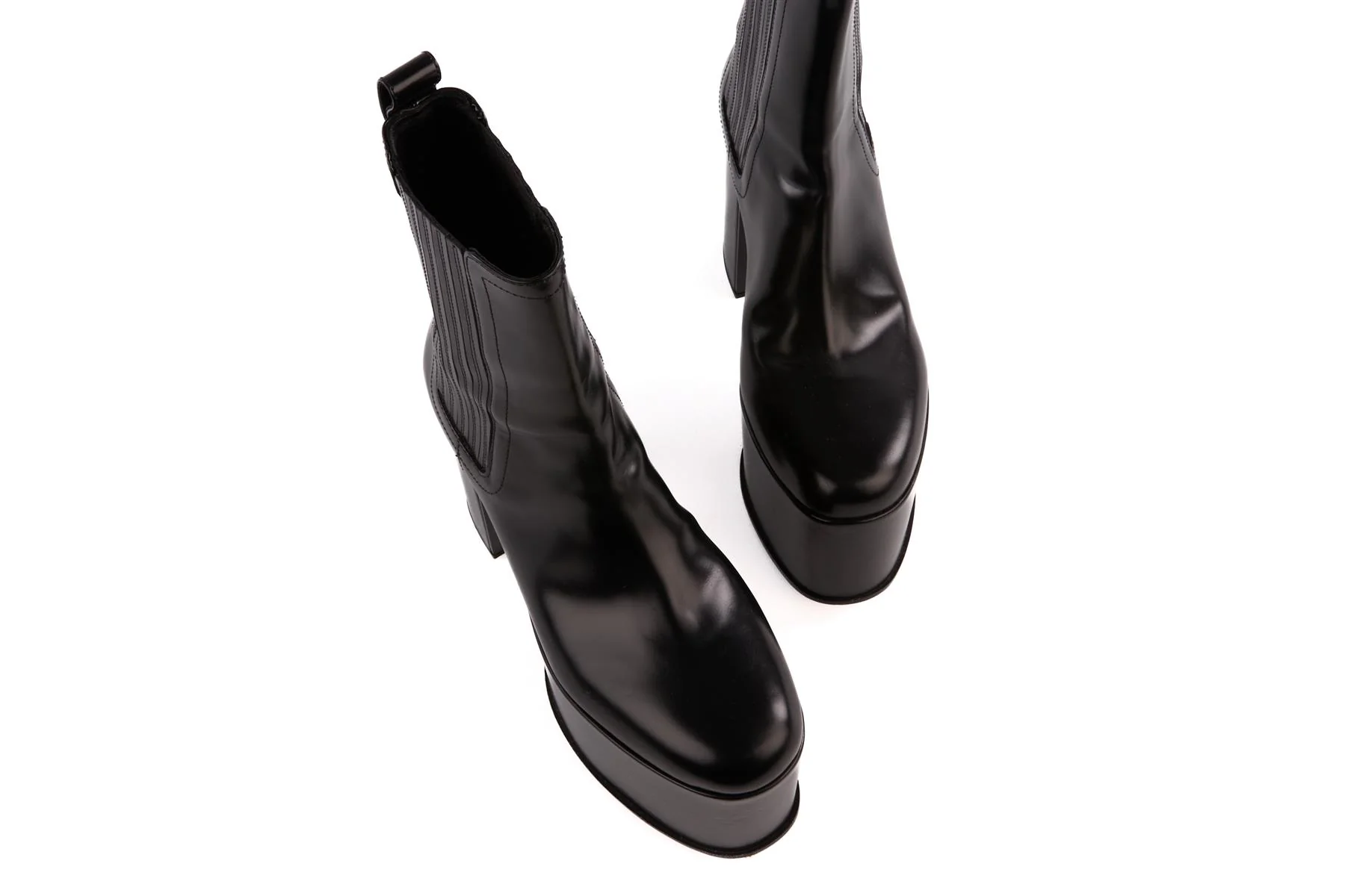 VALENTINO GARAVANI BLACK CLUB LEATHER PLATFORM ANKLE BOOTS EU 39.5 UK 6.5 US 9.5 - Image 4