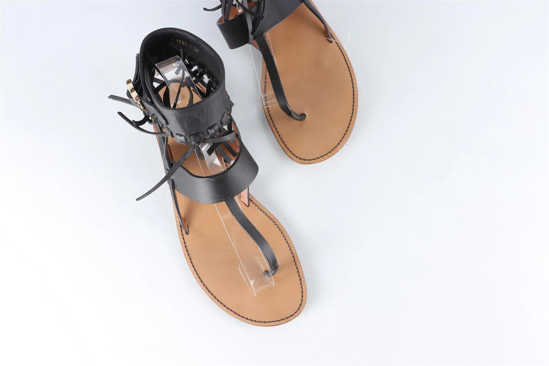 VALENTINO GARAVANI BLACK LEATHER SANDALS EU 38 UK 5 US 8 - Image 4
