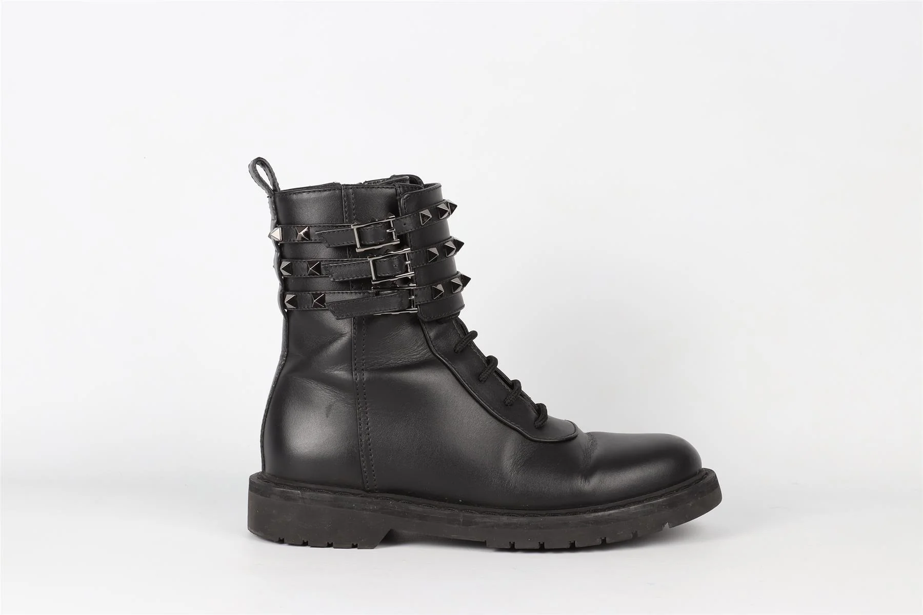 VALENTINO GARAVANI BLACK ROCKSTUD LEATHER ANKLE BOOTS EU 37 UK 4 US 7 - Image 2