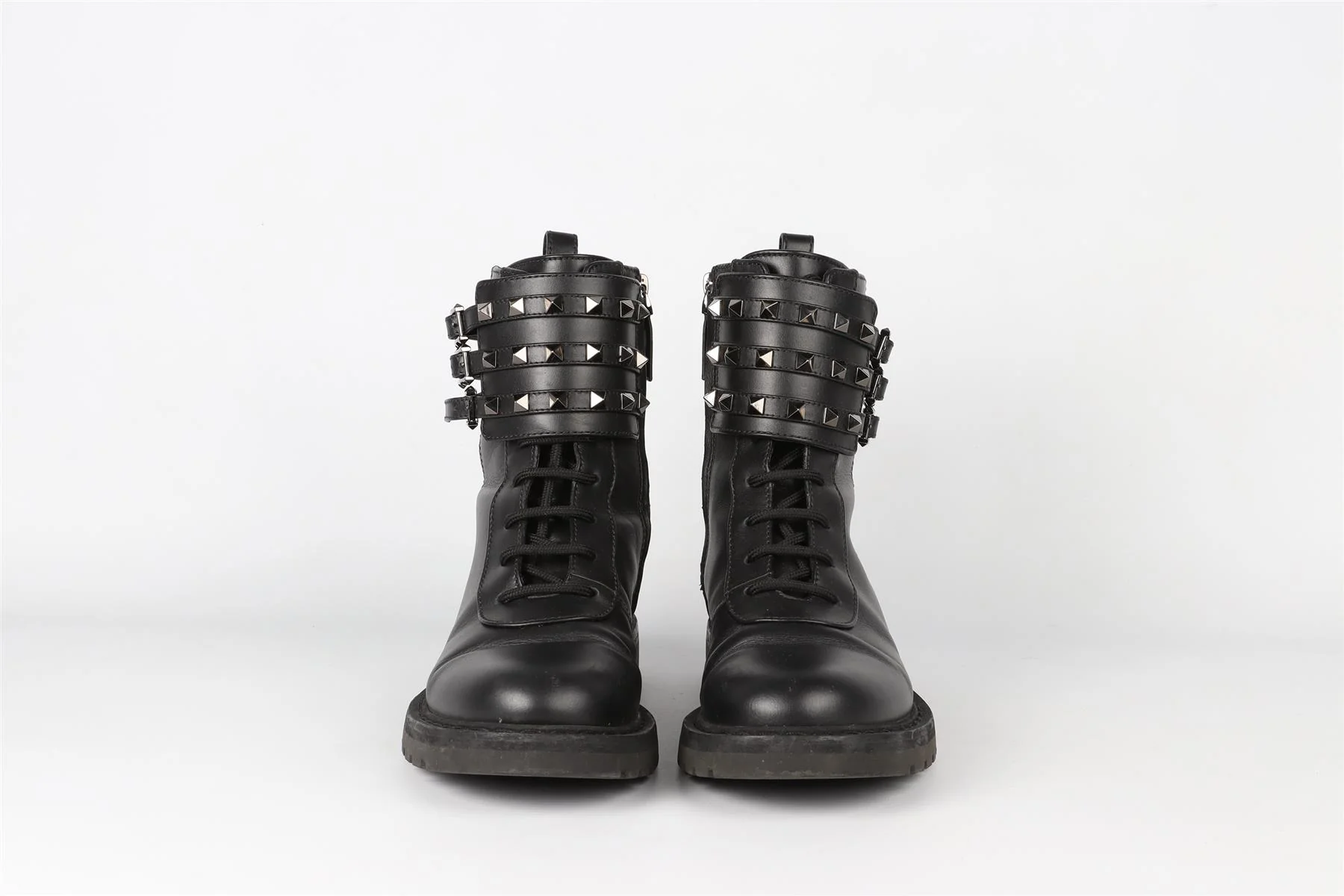 VALENTINO GARAVANI BLACK ROCKSTUD LEATHER ANKLE BOOTS EU 37 UK 4 US 7 - Image 3