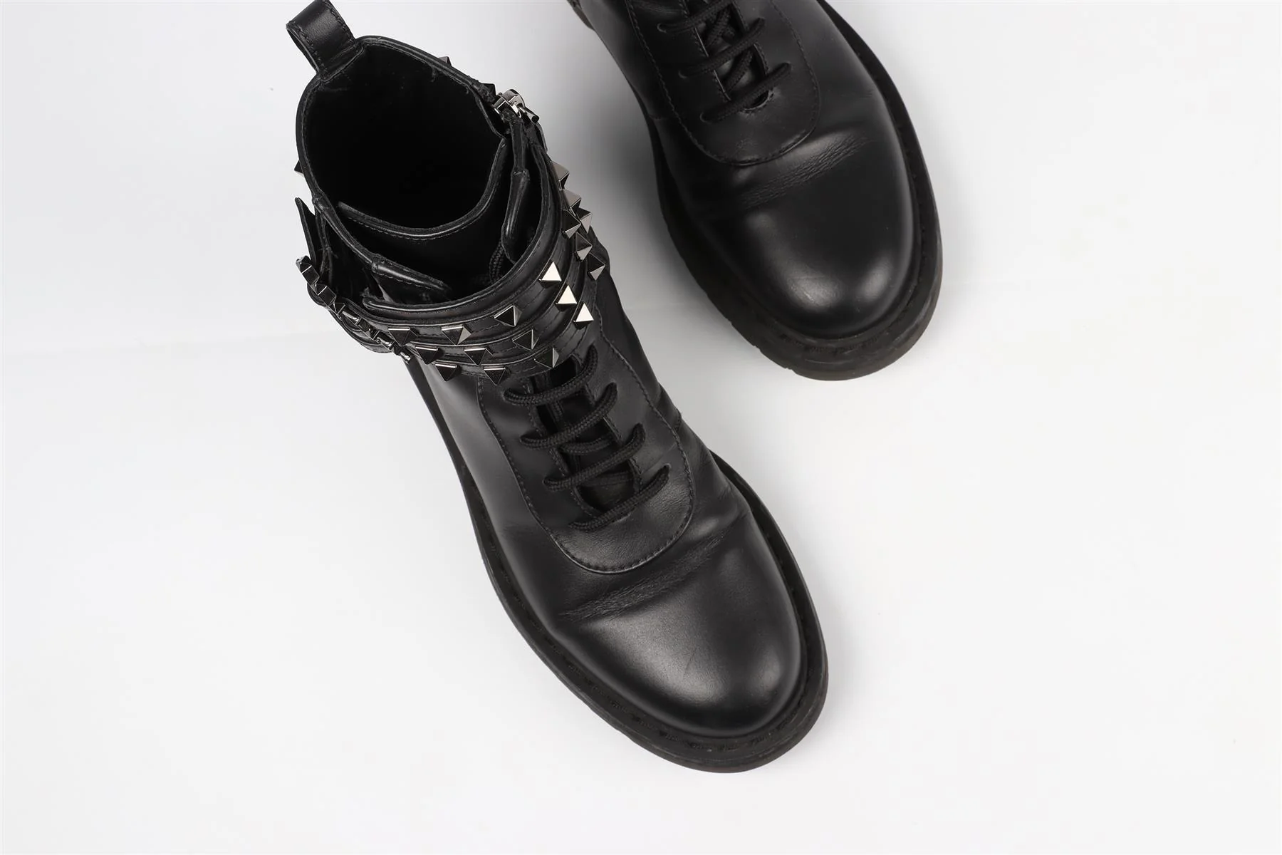 VALENTINO GARAVANI BLACK ROCKSTUD LEATHER ANKLE BOOTS EU 37 UK 4 US 7 - Image 4