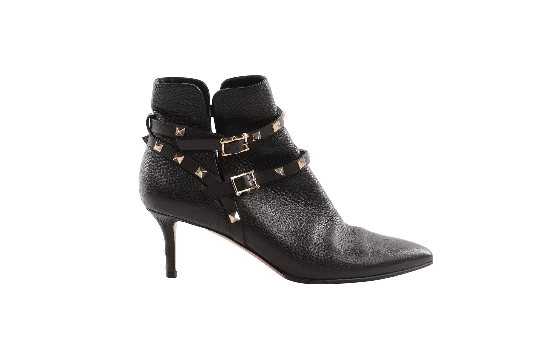 VALENTINO GARAVANI BLACK ROCKSTUD LEATHER ANKLE BOOTS EU 38 - Image 2