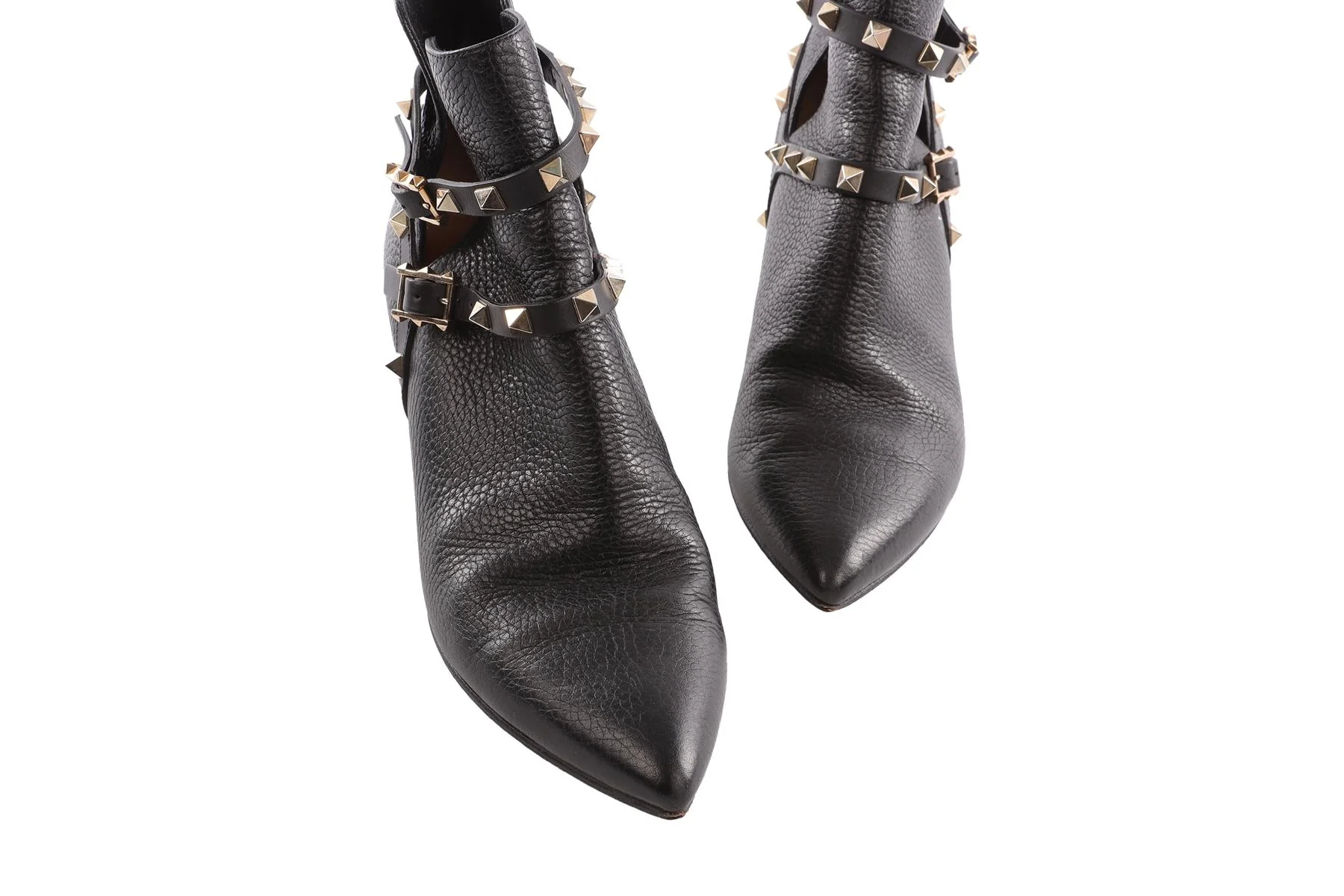 VALENTINO GARAVANI BLACK ROCKSTUD LEATHER ANKLE BOOTS EU 38 - Image 4