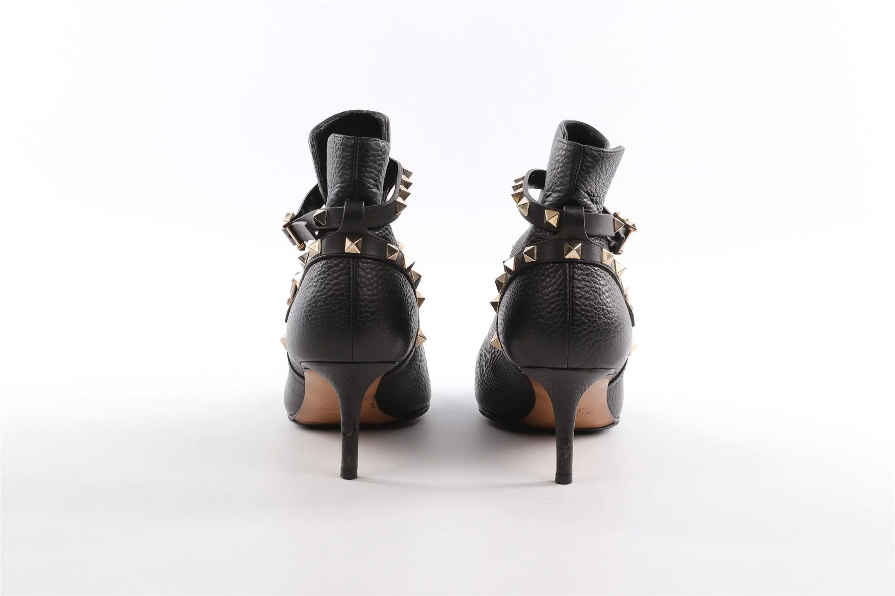VALENTINO GARAVANI BLACK ROCKSTUD LEATHER ANKLE BOOTS EU 38 - Image 5