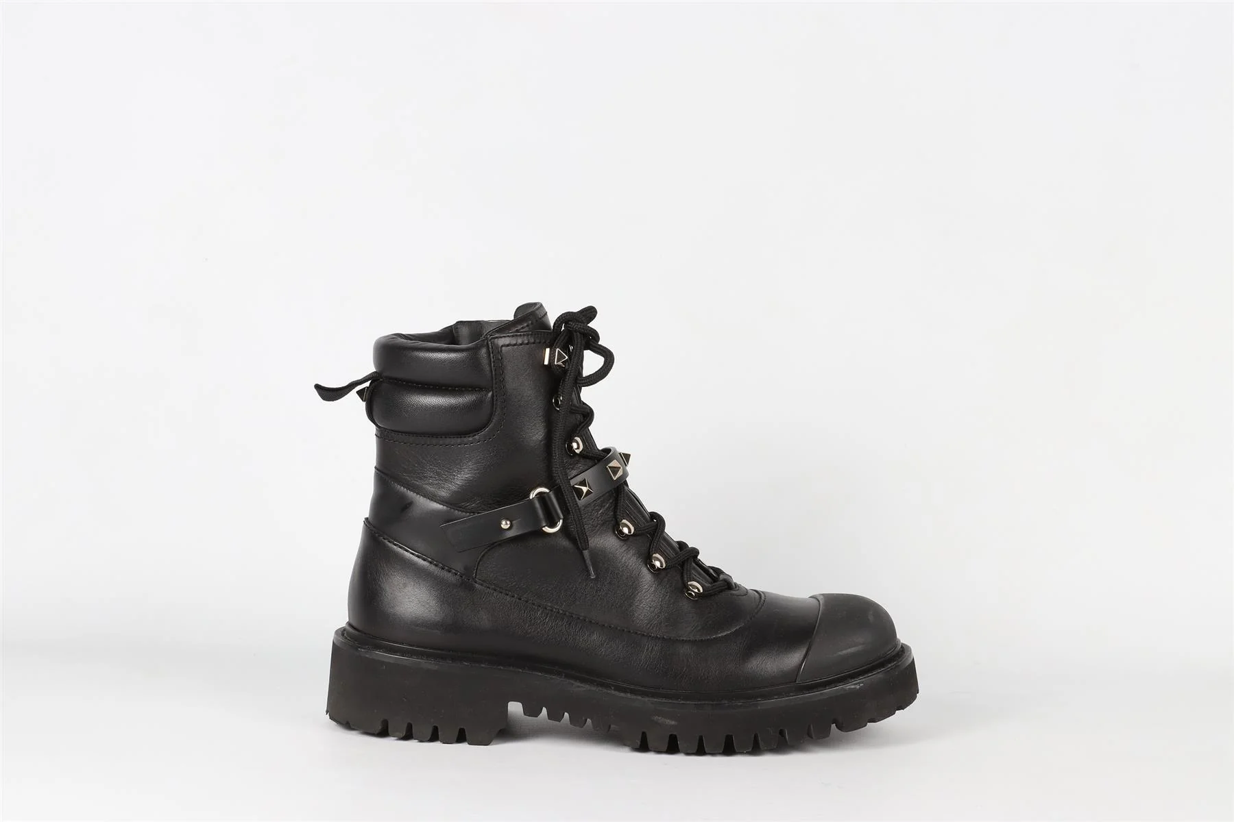 VALENTINO GARAVANI BLACK ROCKSTUD LEATHER ANKLE BOOTS EU 38 UK 5 US 8 - Image 2