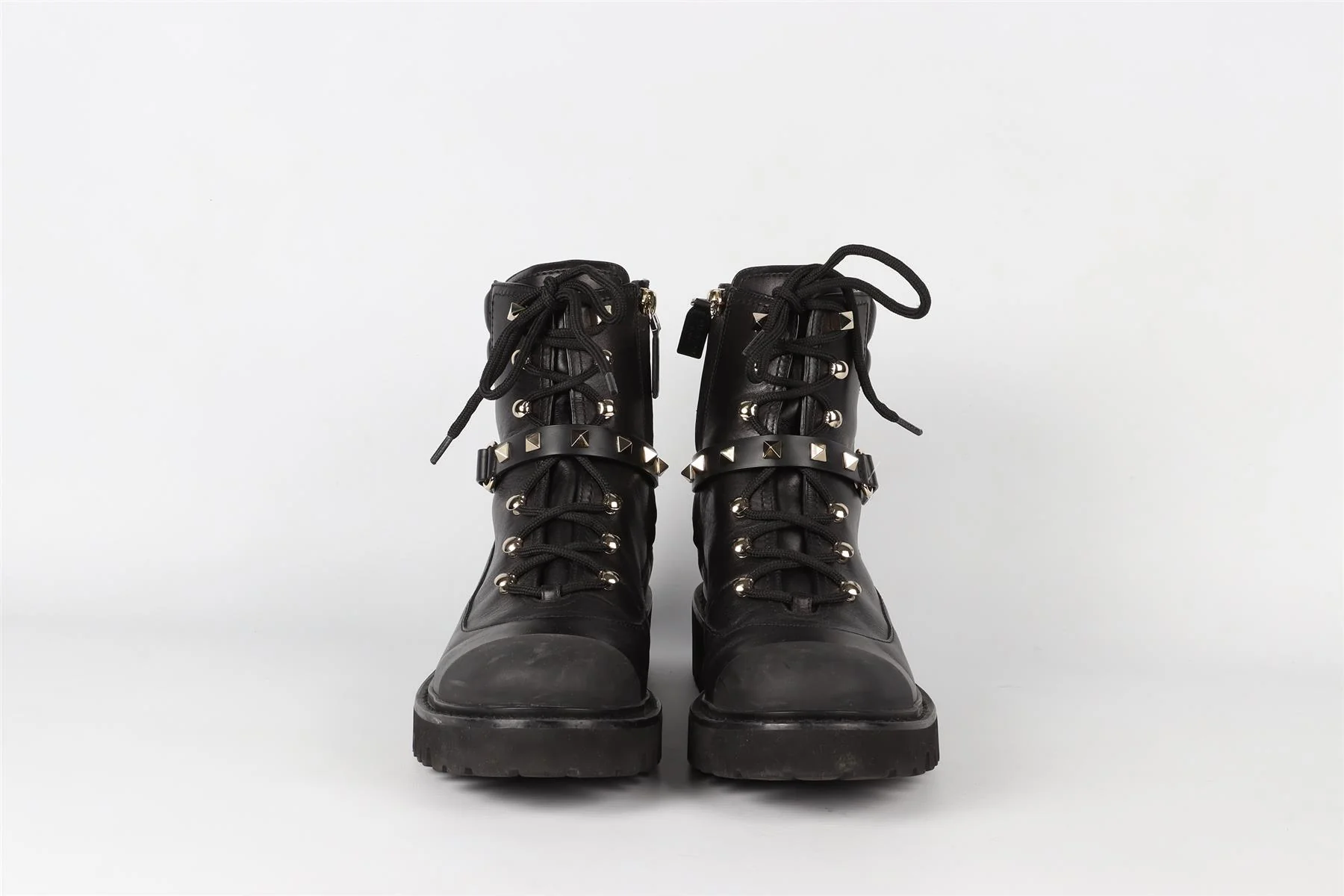 VALENTINO GARAVANI BLACK ROCKSTUD LEATHER ANKLE BOOTS EU 38 UK 5 US 8 - Image 3