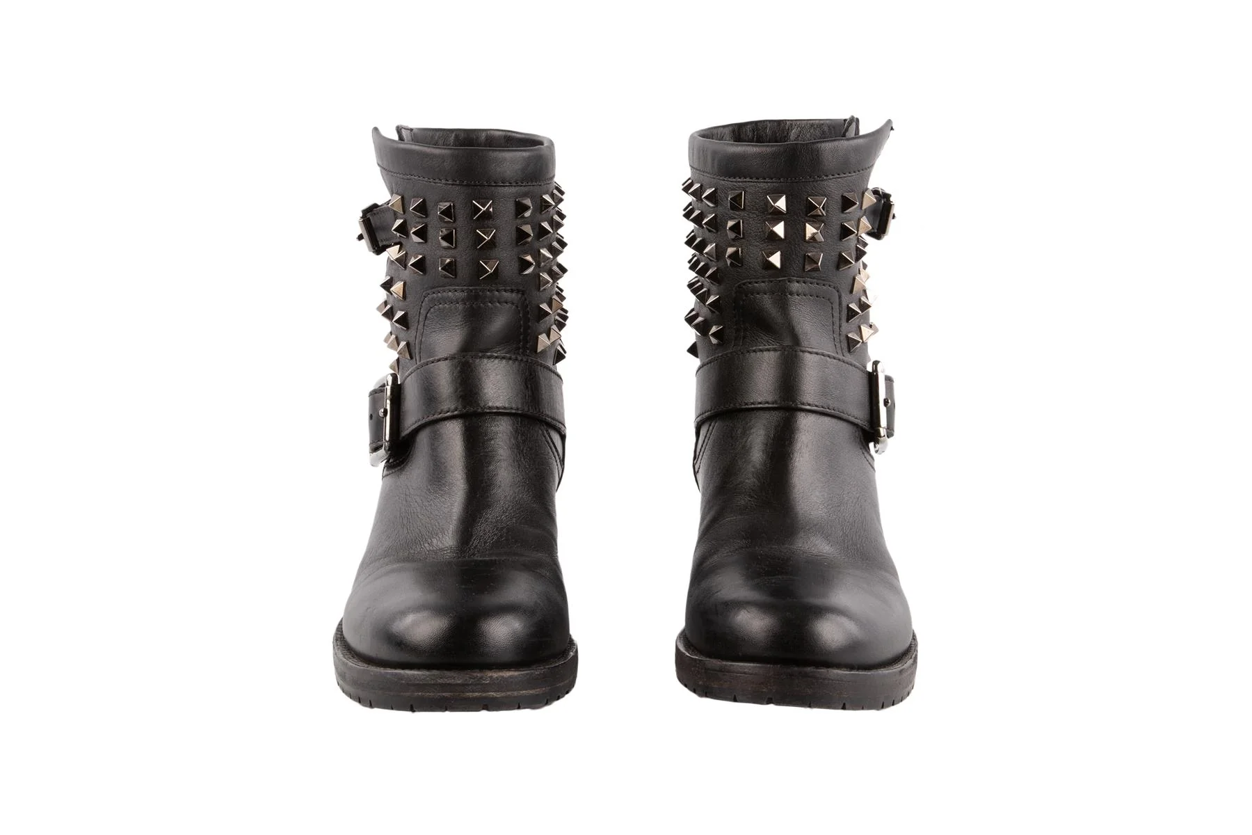 VALENTINO GARAVANI BLACK ROCKSTUD LEATHER ANKLE BOOTS EU 39 - Image 3