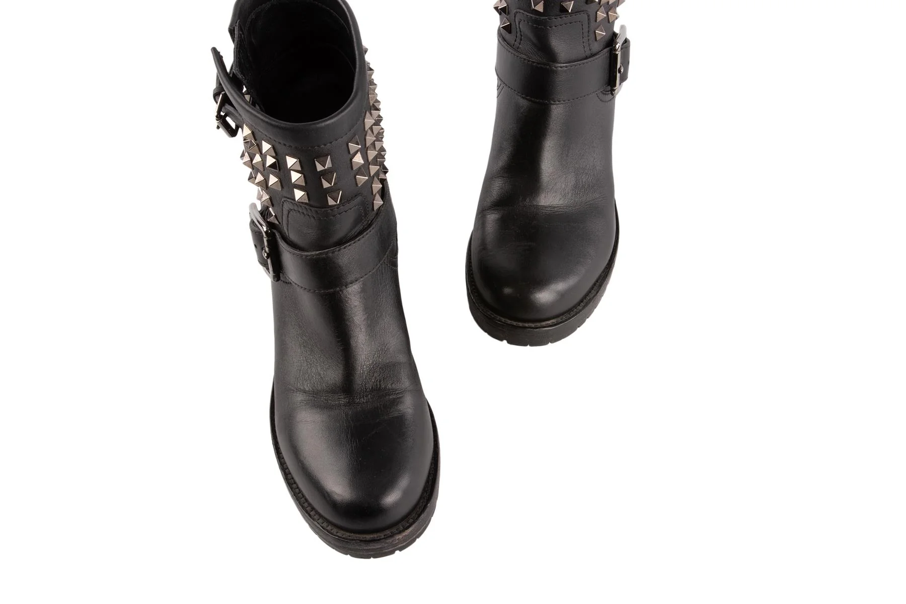 VALENTINO GARAVANI BLACK ROCKSTUD LEATHER ANKLE BOOTS EU 39 - Image 4