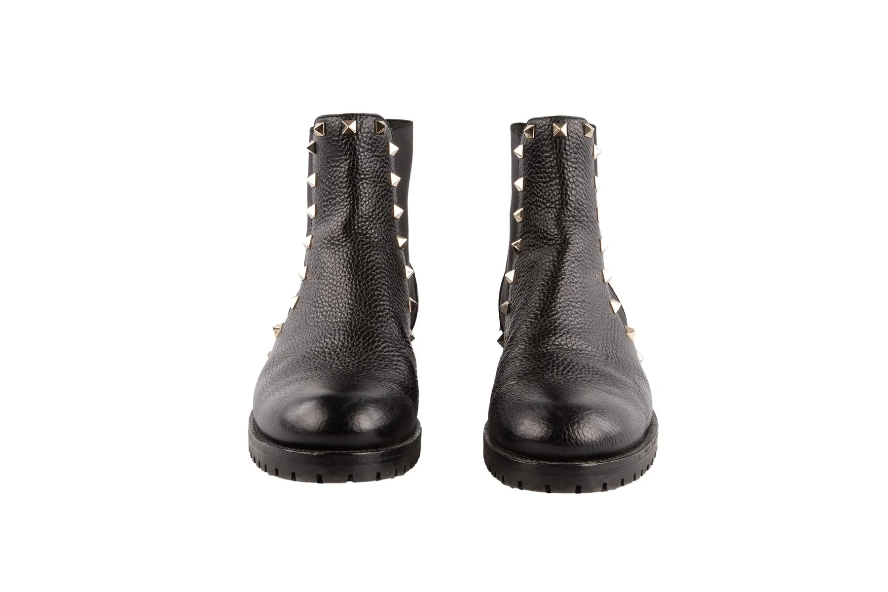 VALENTINO GARAVANI BLACK ROCKSTUD LEATHER ANKLE BOOTS EU 39 - Image 3