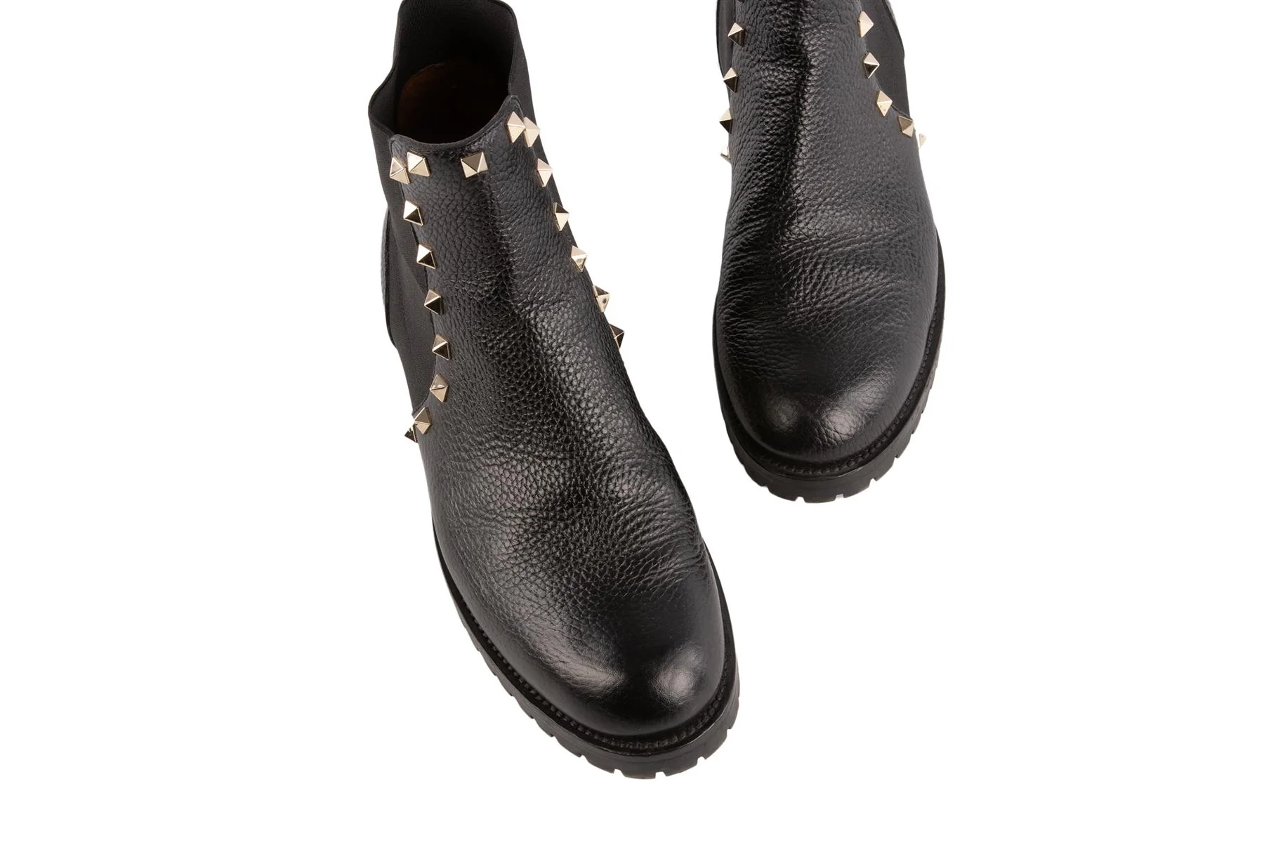 VALENTINO GARAVANI BLACK ROCKSTUD LEATHER ANKLE BOOTS EU 39 - Image 4