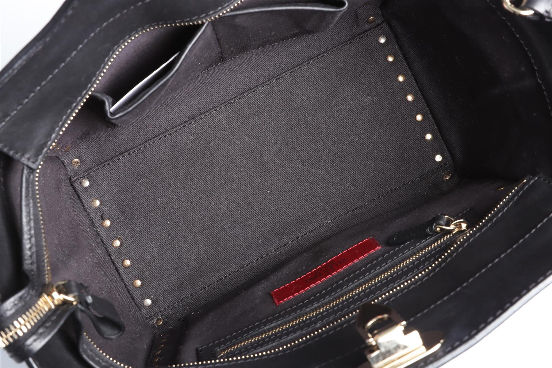 VALENTINO GARAVANI BLACK ROCKSTUD SMALL LEATHER TOTE BAG - Image 12
