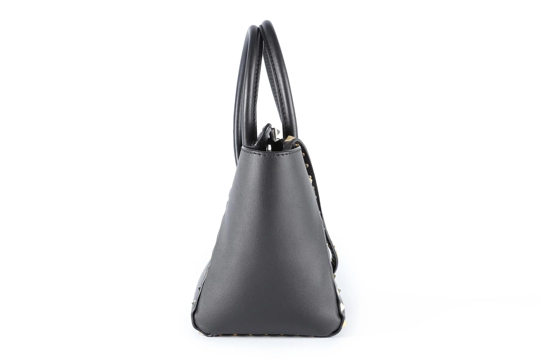 VALENTINO GARAVANI BLACK ROCKSTUD SMALL LEATHER TOTE BAG - Image 5