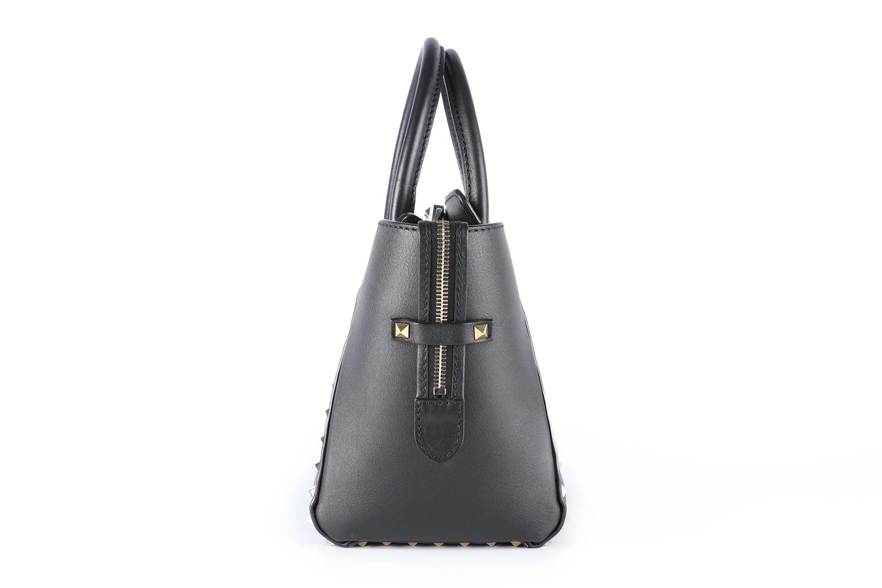 VALENTINO GARAVANI BLACK ROCKSTUD SMALL LEATHER TOTE BAG - Image 6