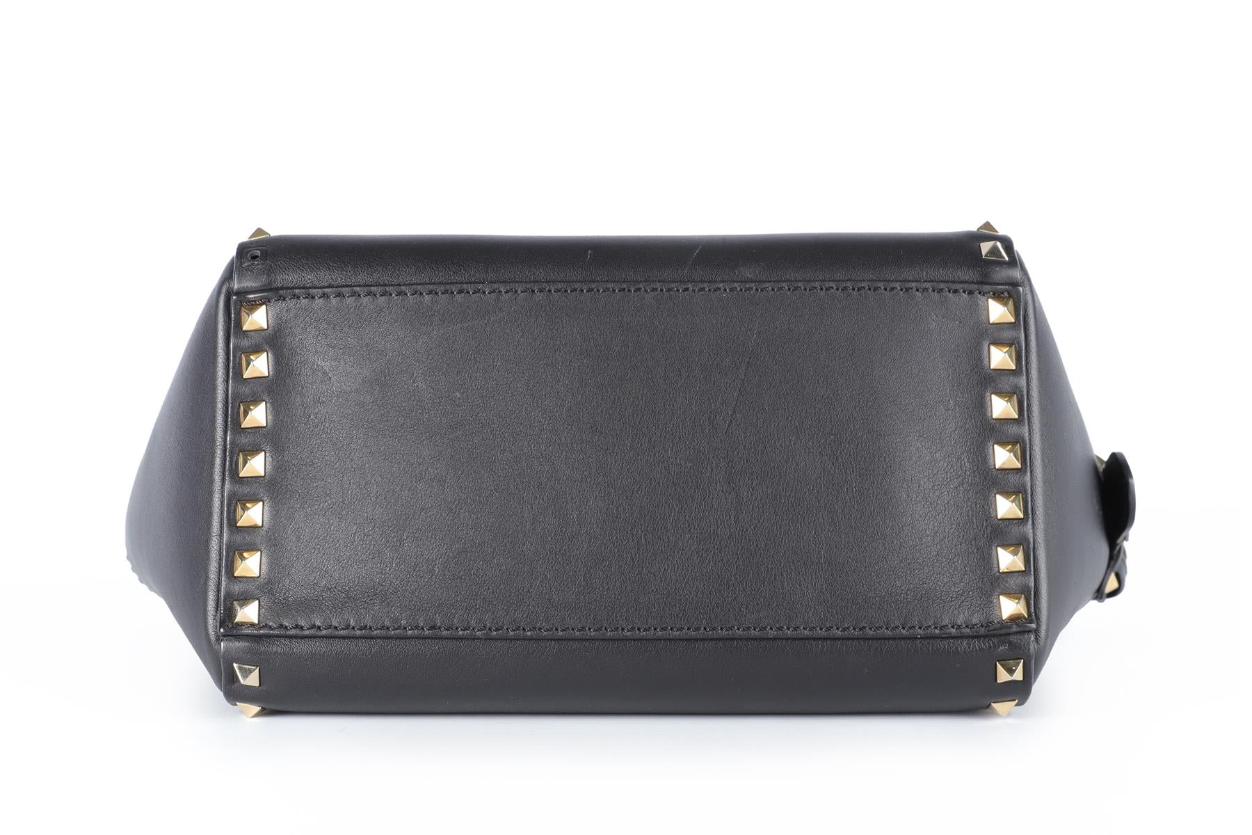 VALENTINO GARAVANI BLACK ROCKSTUD SMALL LEATHER TOTE BAG - Image 8